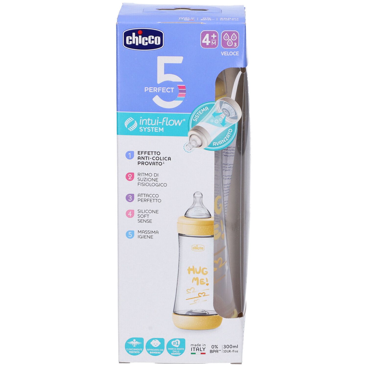 Chicco Perfect 5 Babyflasche, 300ml, 4+ Monate