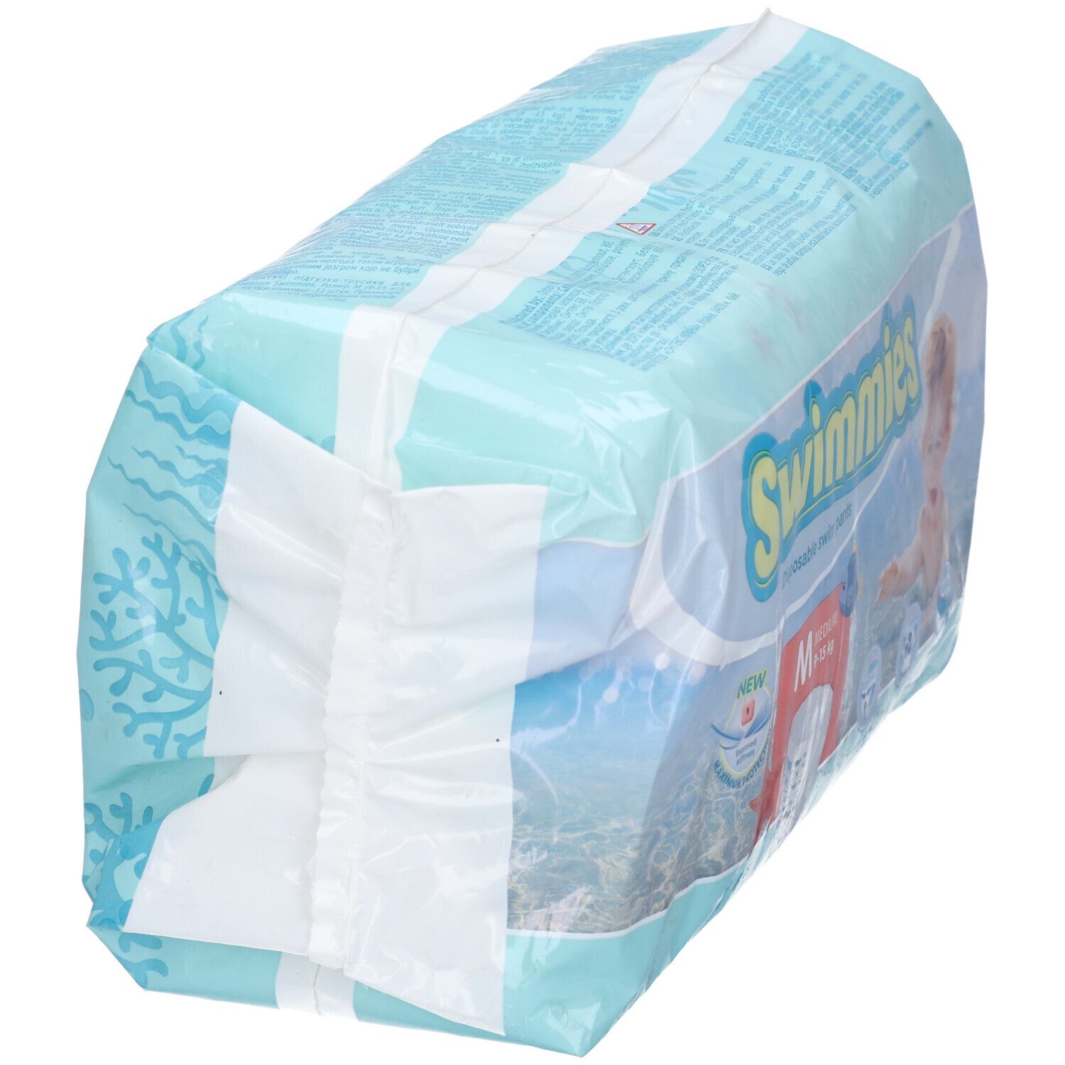 Oberseite der Swimmies Schwimmwindelhosen Packung, Größe M, 11 Stück.