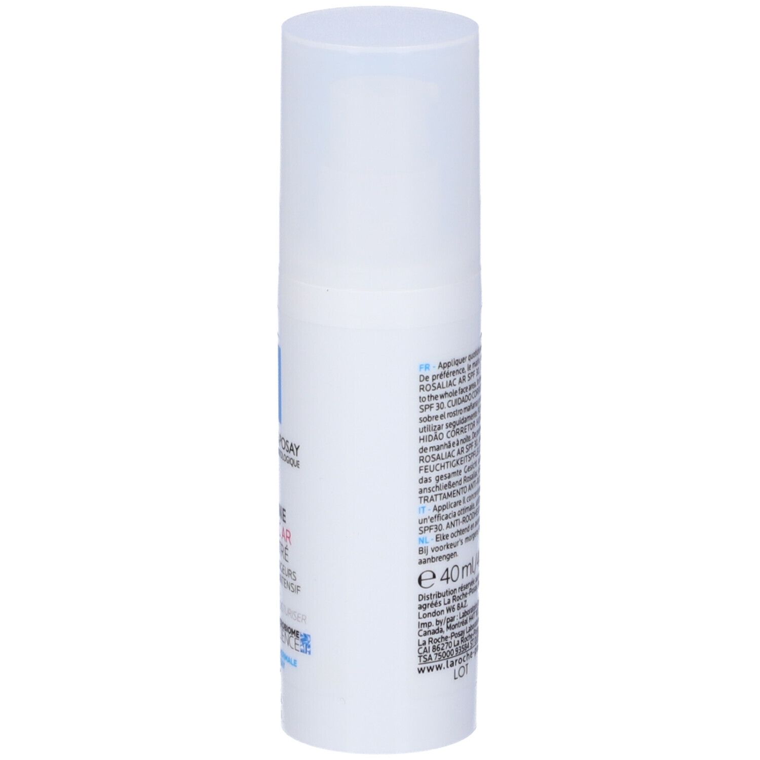 Flacone bianco con testo. Prodotto: Toleriane Rosaliac AR Concentrate. Retro con testo.