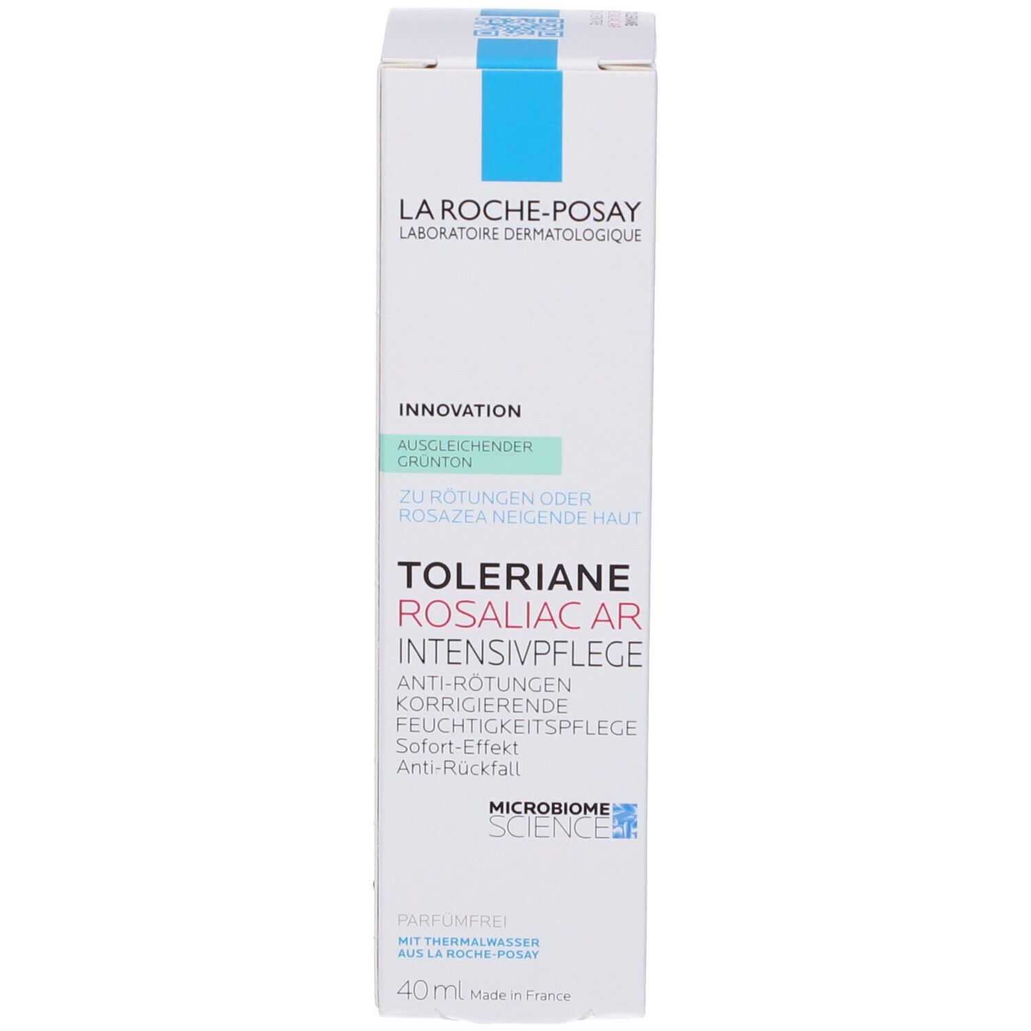 Confezione del prodotto con testo. Prodotto: Toleriane Rosaliac AR Intensivpflege. 40ml.