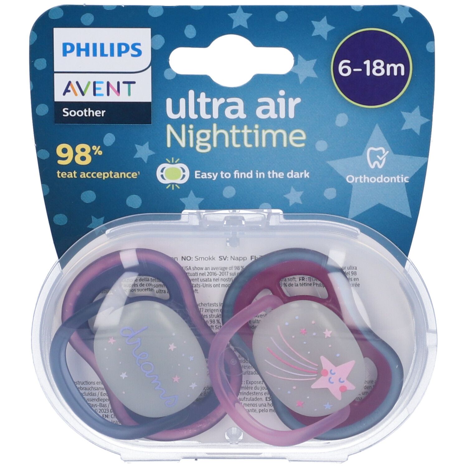 Succhietto Avent Ultra Air Night Time 6-18M Stella Cometa/Dreams