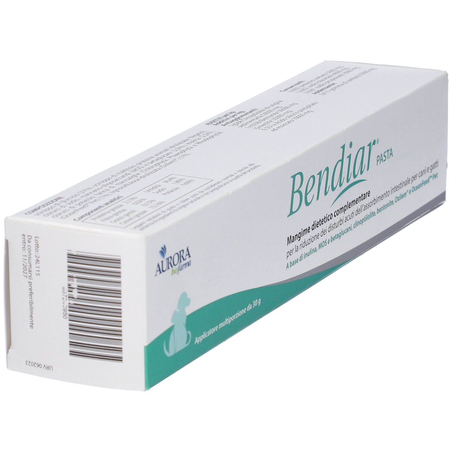Bendiar Pasta Kartonverpackung mit Tierabbildung und Produktinformationen.
