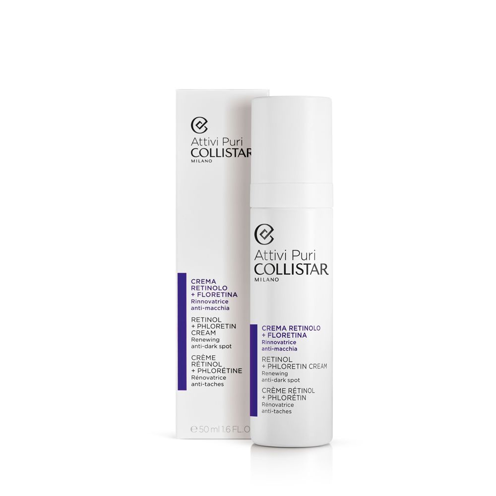 Collistar Attivi Puri Retinol + Florentin Creme Flasche und Karton.