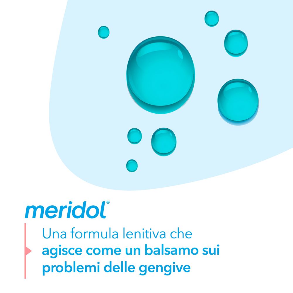 Gocce blu. Logo Meridol.