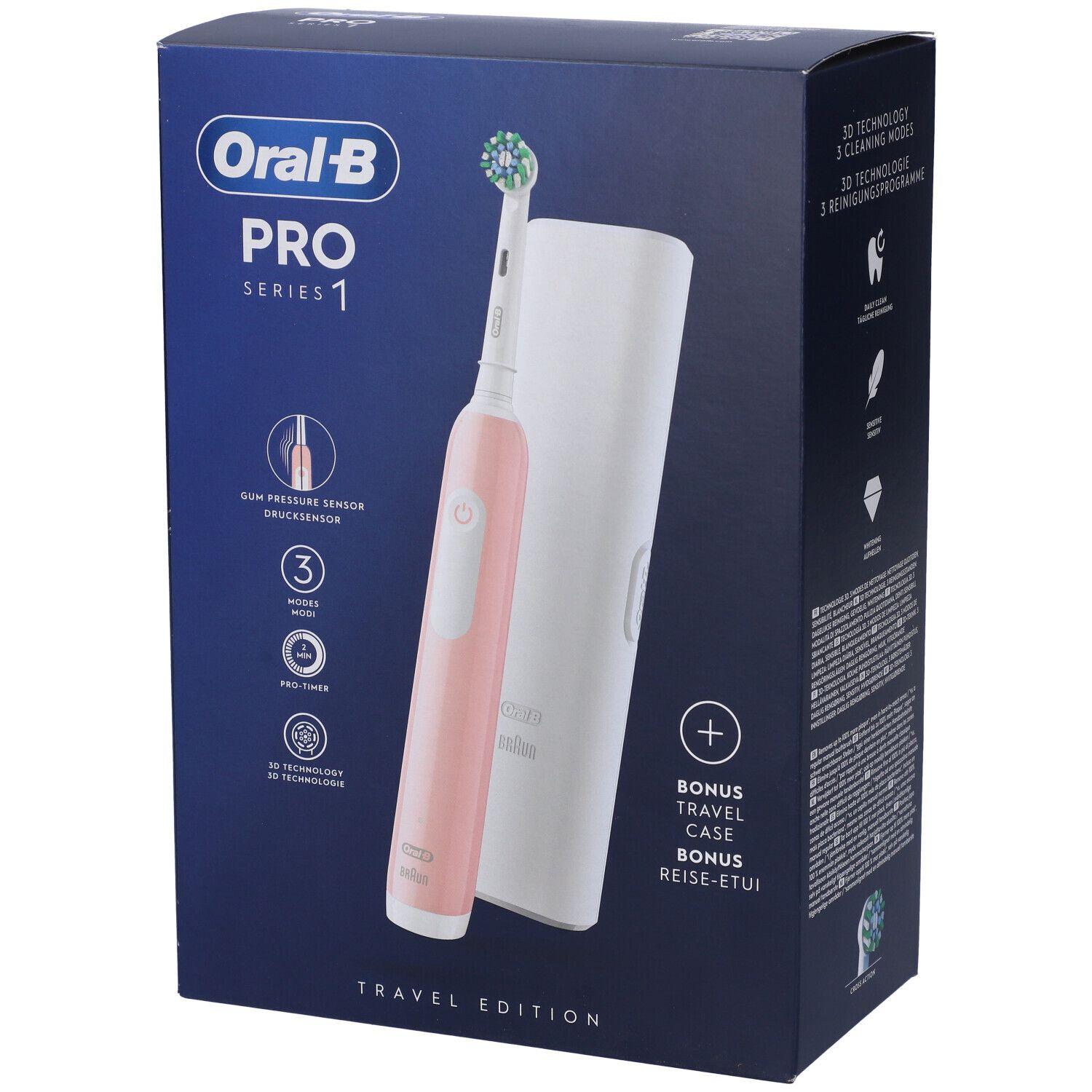Oral-B Rosa Spazzolino Elettrico Braun Pro 1 Cross Action 3 Modalità Timer Custodia - Immagine 13
