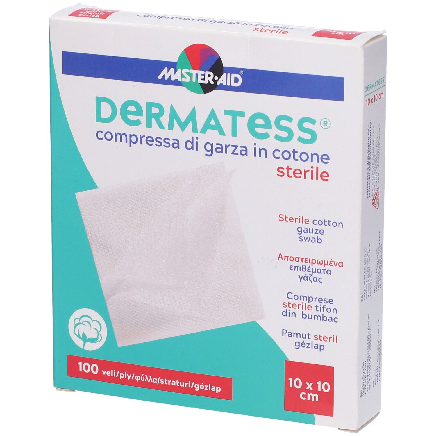 Garza Idrofila Dermatess Cotone 10x10 cm