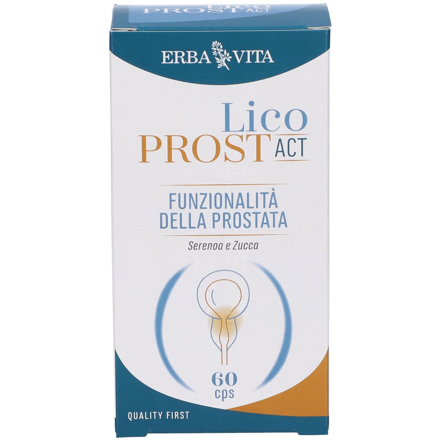 Scatola Erba Vita Licoprost Act. Scritto: Funzionalità della Prostata. Contiene 60 capsule.