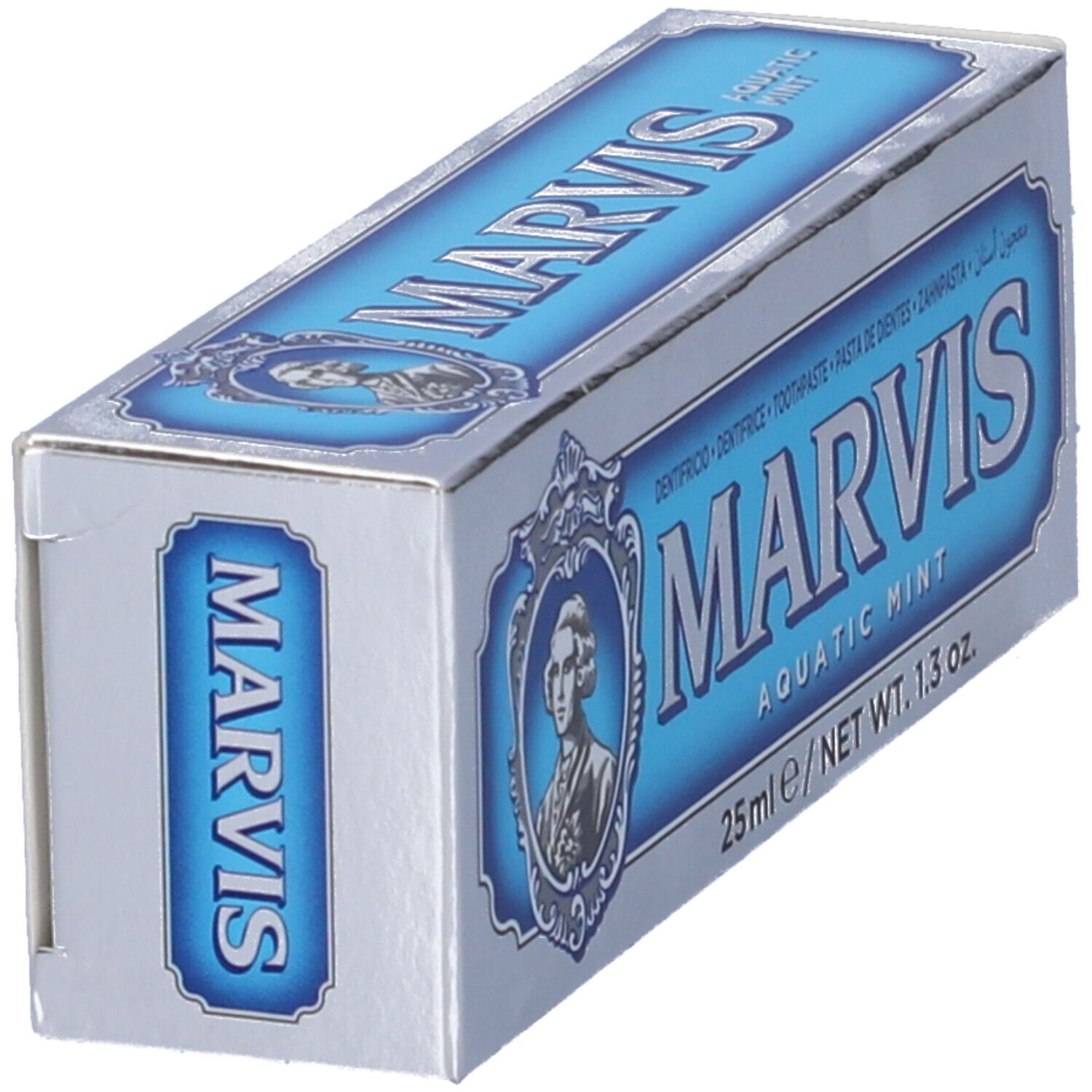 Marvis Zahnpasta-Schachtel, Aquatic Mint, 25ml/1.3oz.