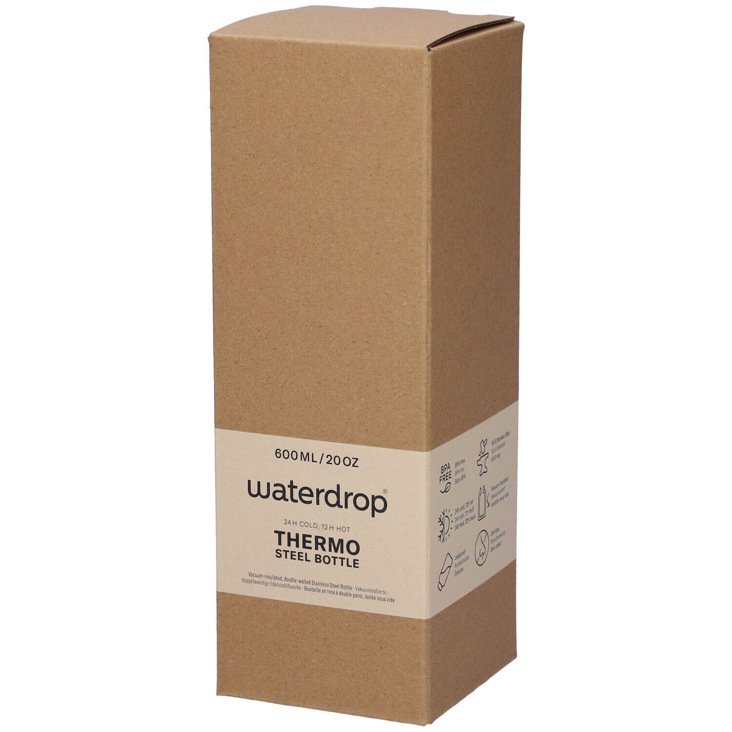 Waterdrop Bottiglia Termica in Acciaio da 600ml Colore Rosa Pastello O
