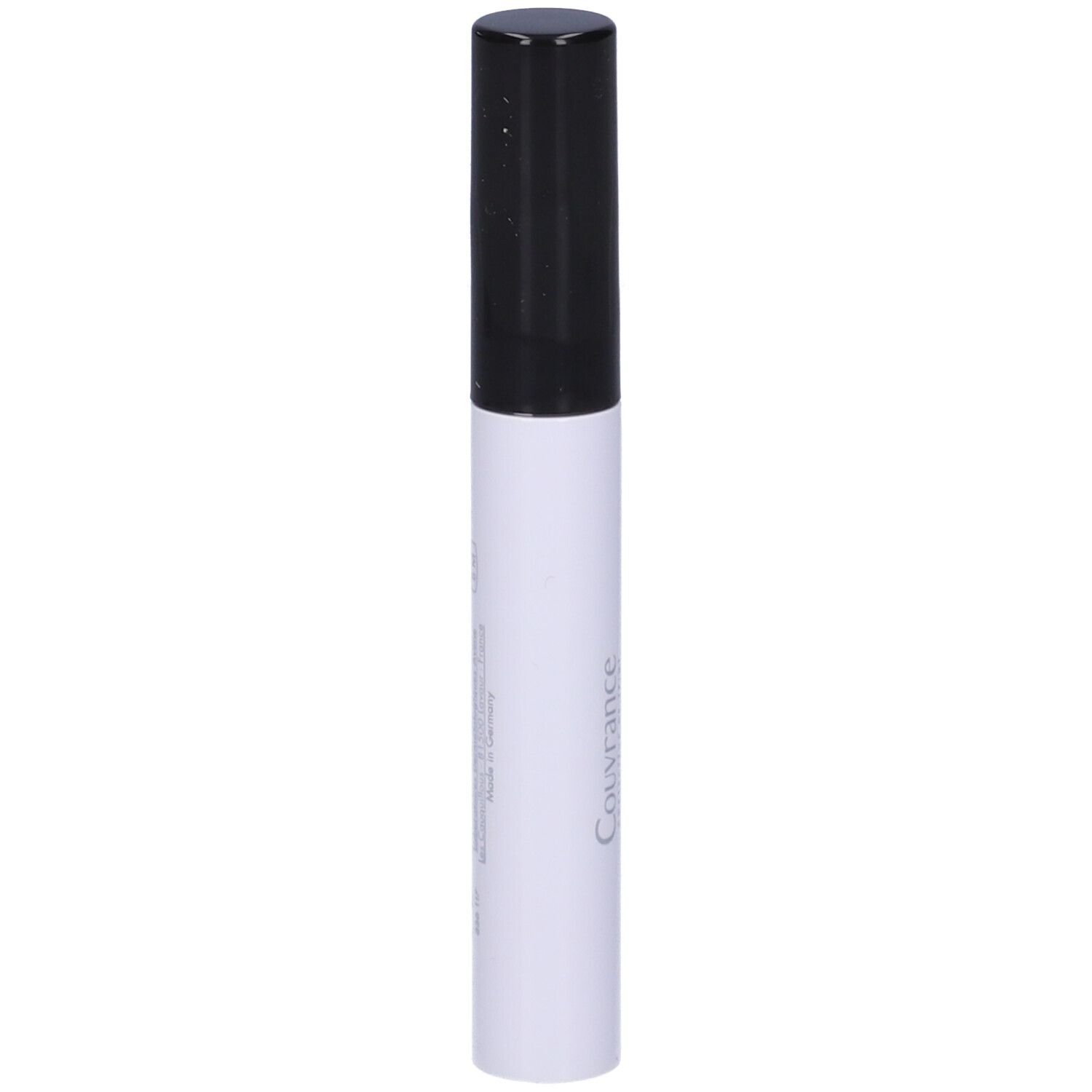 Tubo di mascara bianco con tappo nero. Scritta: Couvrance.