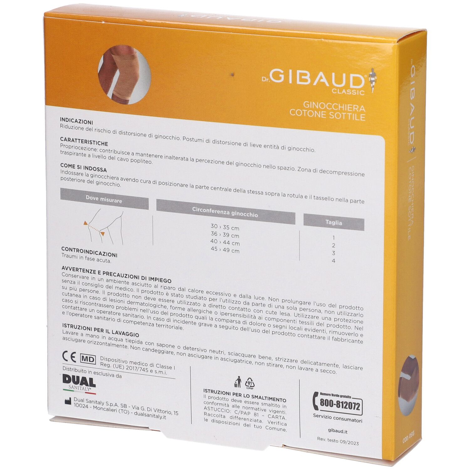 Beige Baumwollkniebandage Gibaud Größe 4 Gibaud