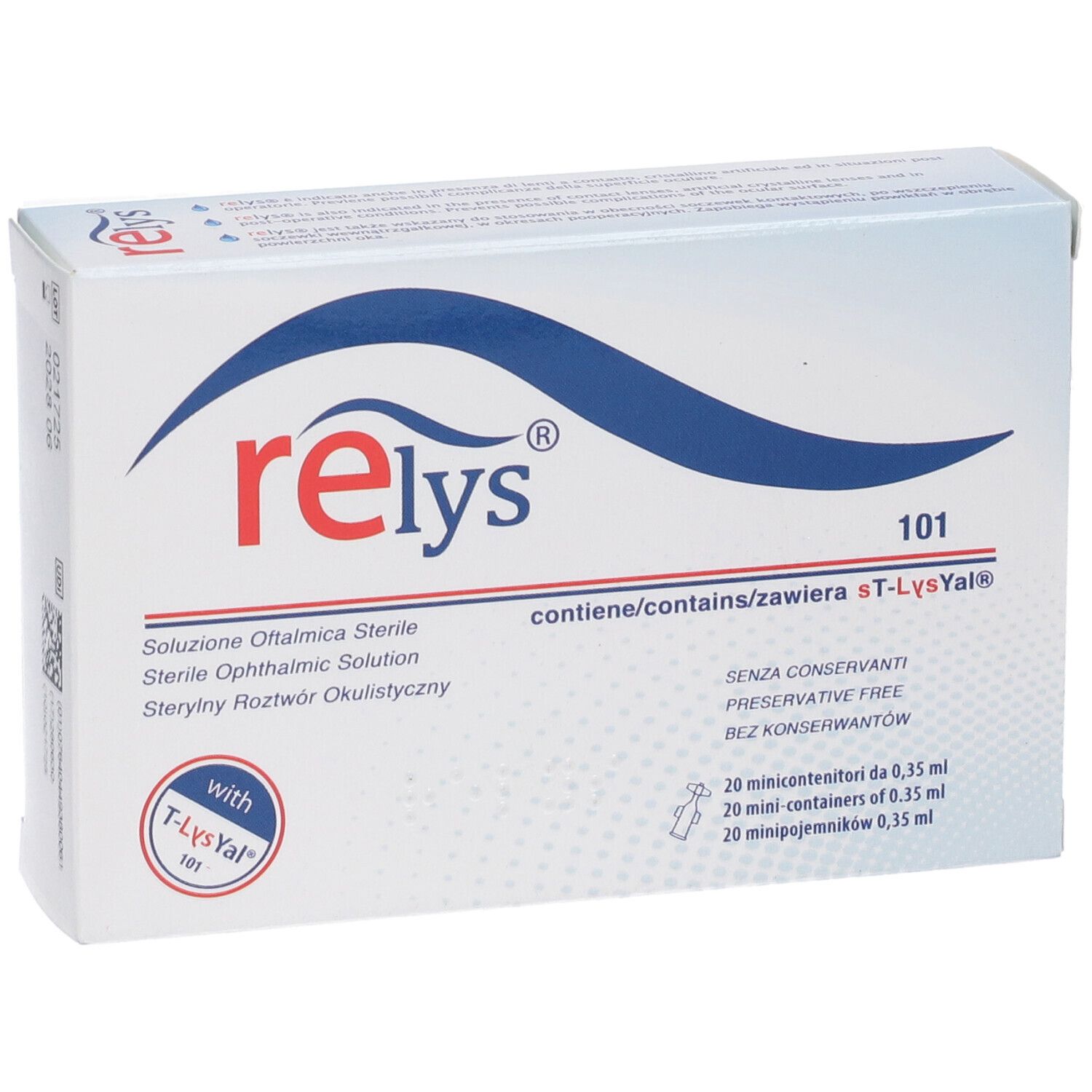 Relys sT-LysYal sterile Augenlösung, 20 konservierungsfreie Minikontainer à 0,35 ml.
