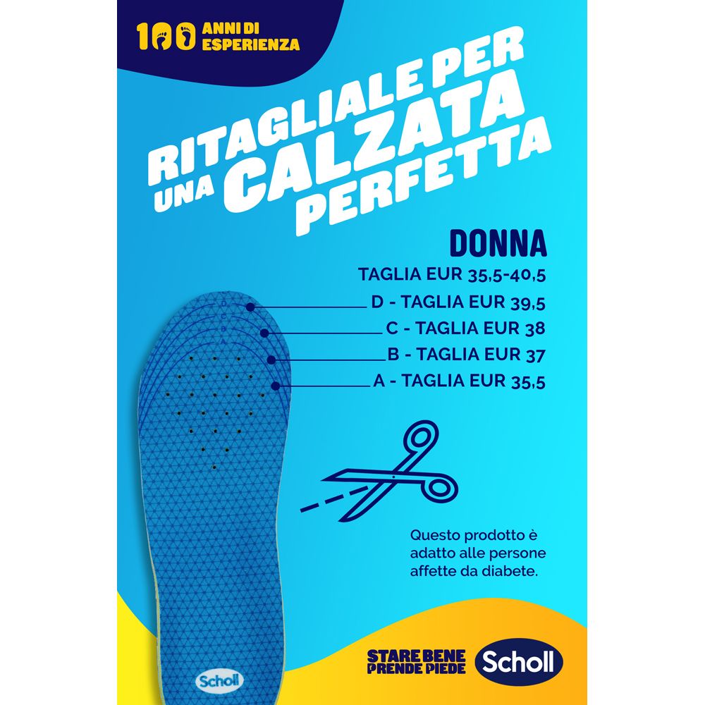 Soletta Scholl GelActiv per donna. Indicazioni taglie.