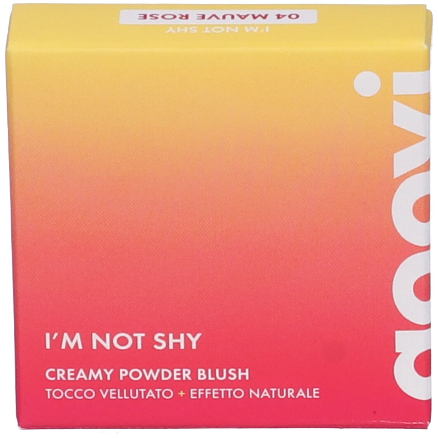 Confezione con sfumatura di colore. Sulla confezione c'è scritto I'M NOT SHY.