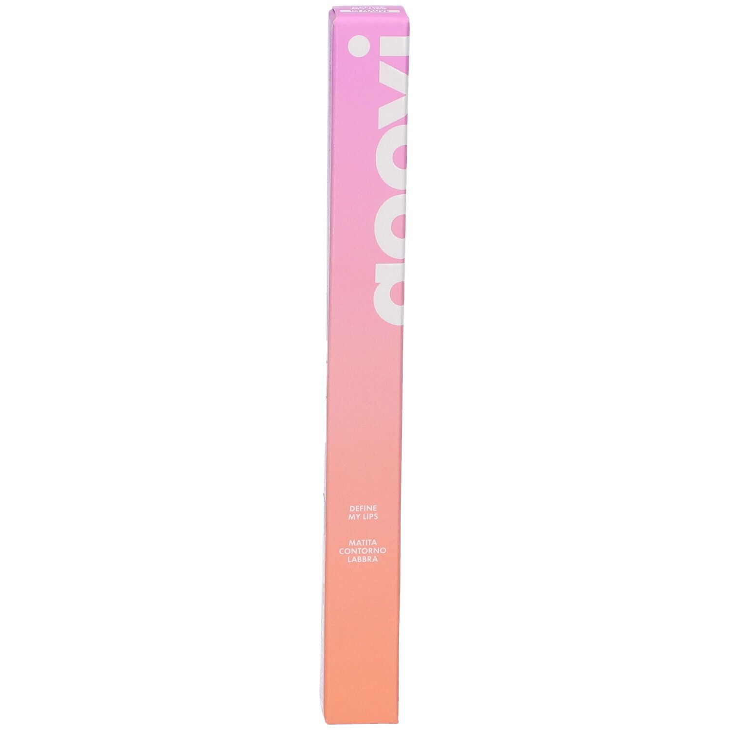 Confezione rossetto Goovi. Sfumatura rosa-arancio. Scritta Goovi. Nome del prodotto.