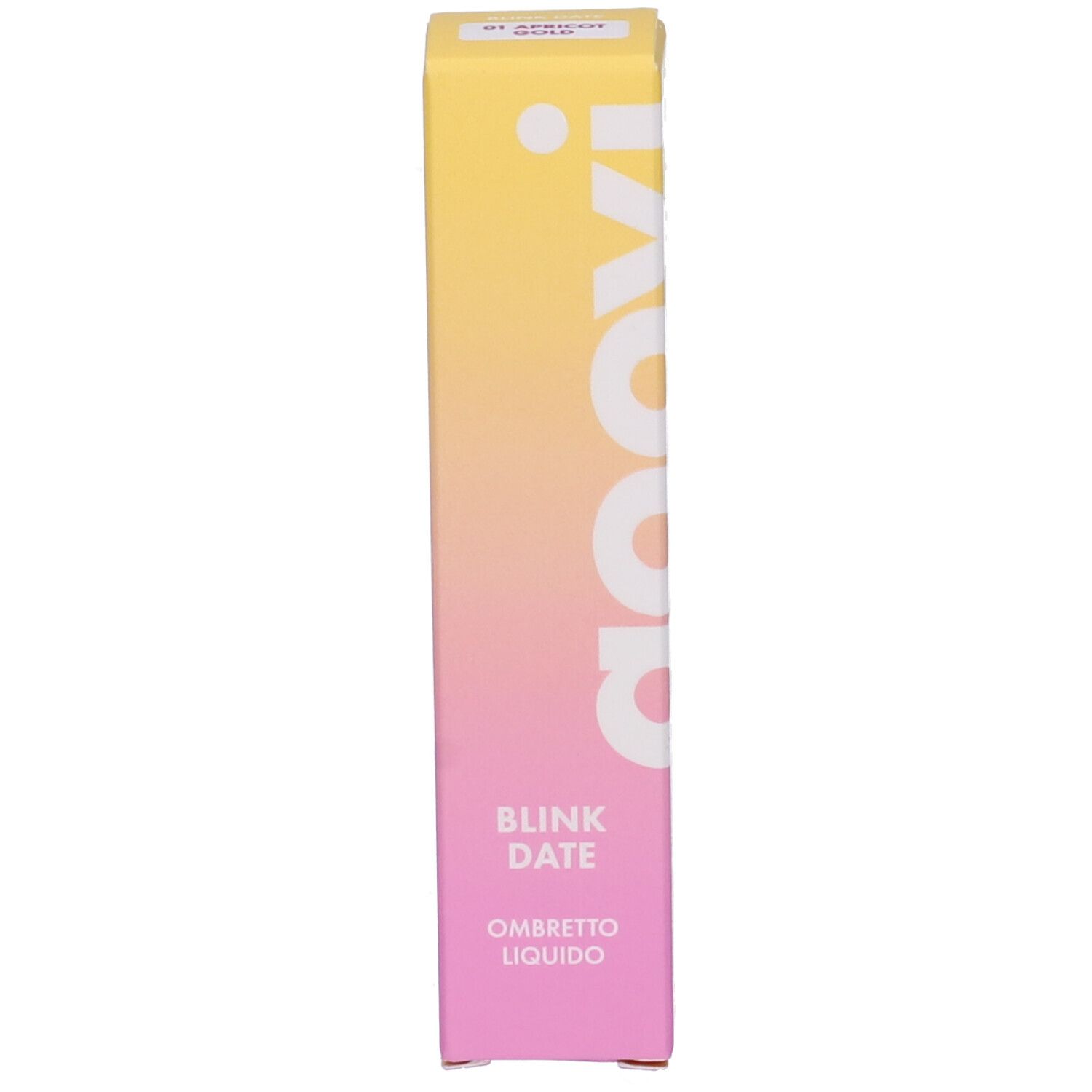 Confezione di ombretto liquido. Sulla confezione Goovi, Blink Date, Ombretto Liquido.