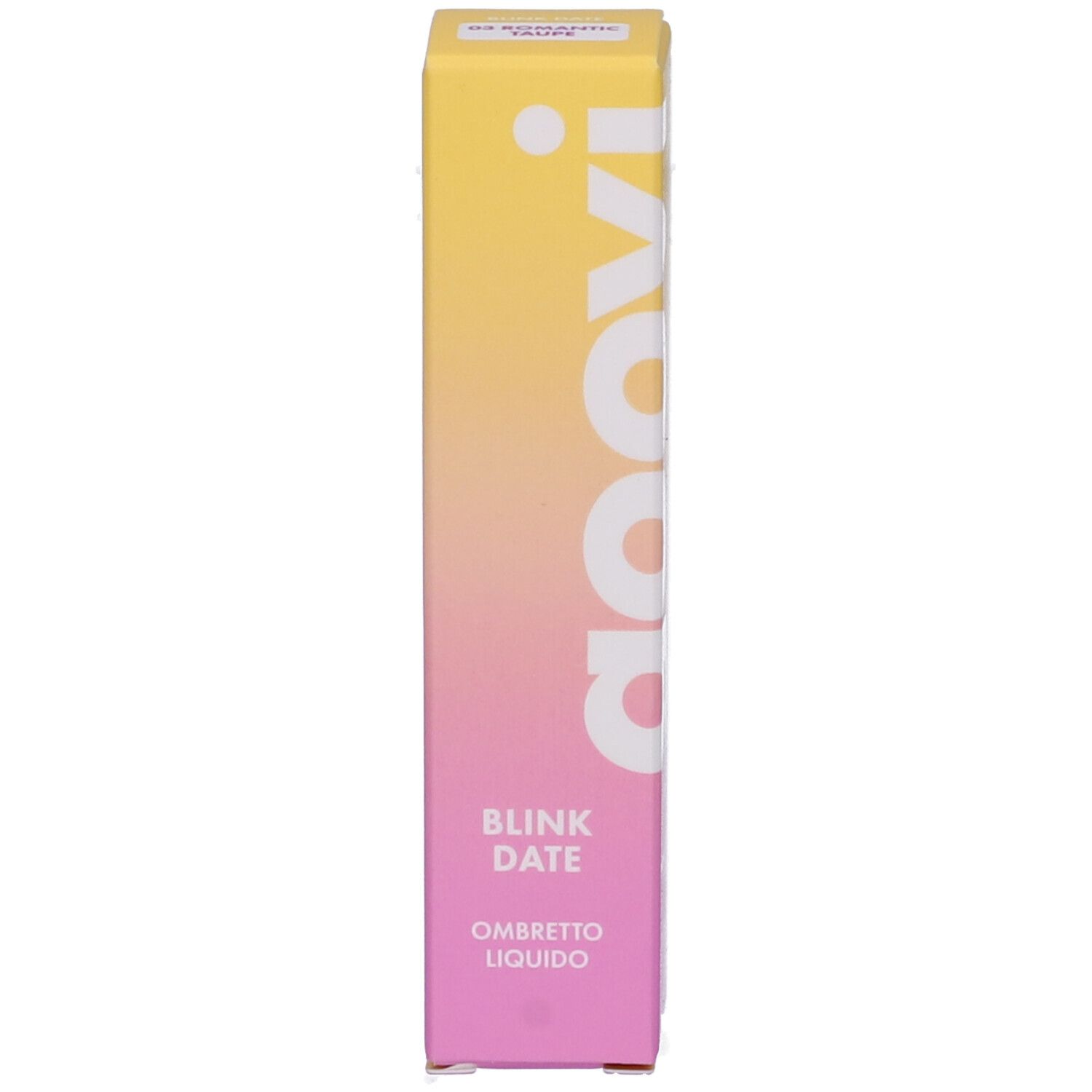 Confezione di ombretto liquido. Sulla confezione Goovi, Blink Date, Ombretto Liquido.