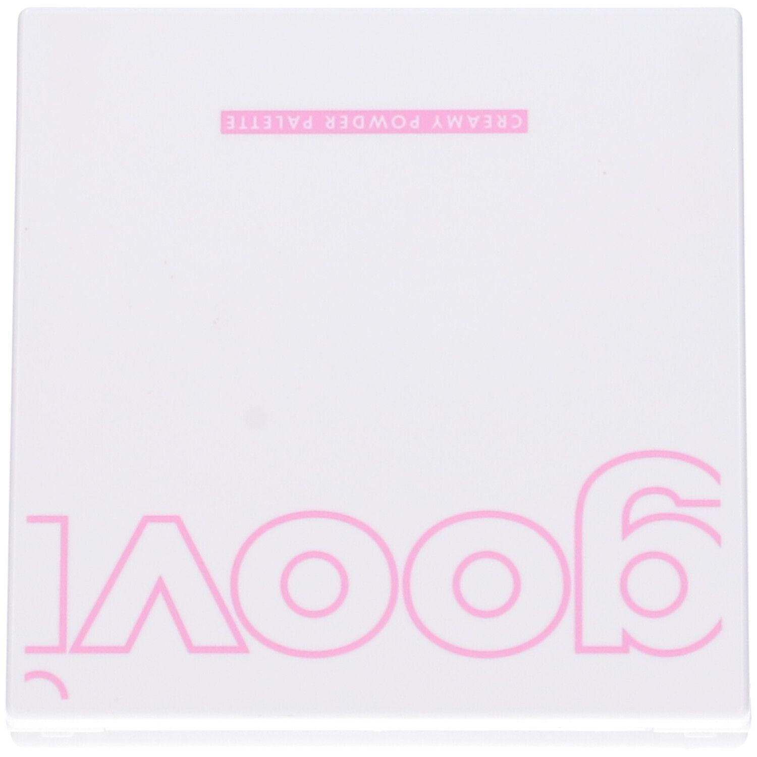Confezione quadrata bianca con stampa rosa. Scritta: Goovi e Creamy Powder Palette.