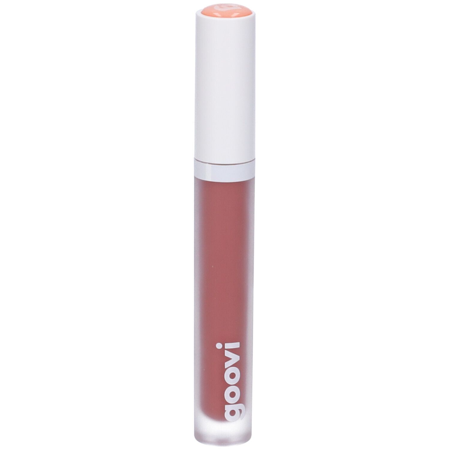 Rossetto con tappo bianco e contenuto rosa. Il marchio "goovi" è visibile.