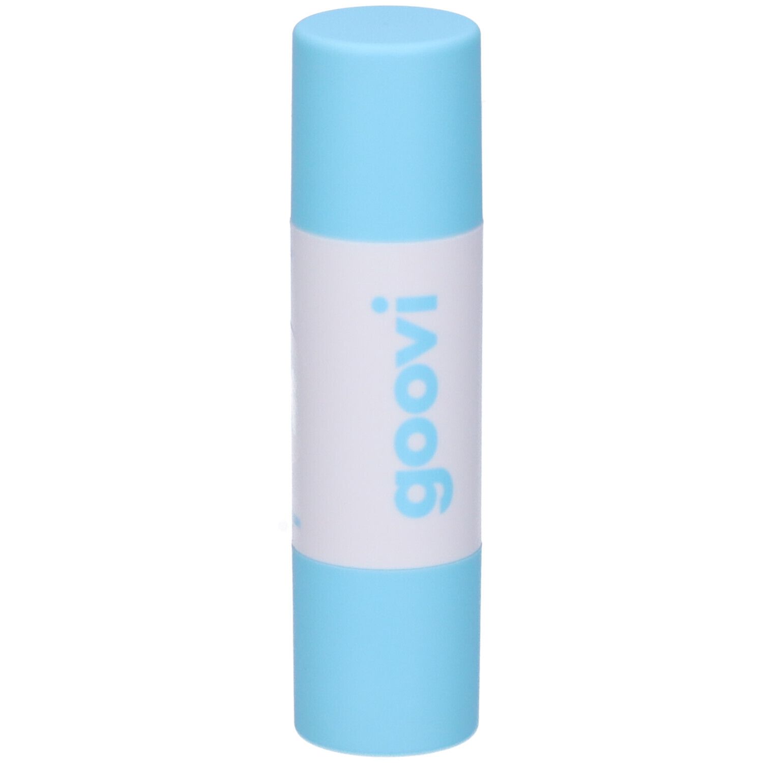 Duo stick blush e illuminante. Stick azzurro chiaro con etichetta bianca. Logo Goovi.