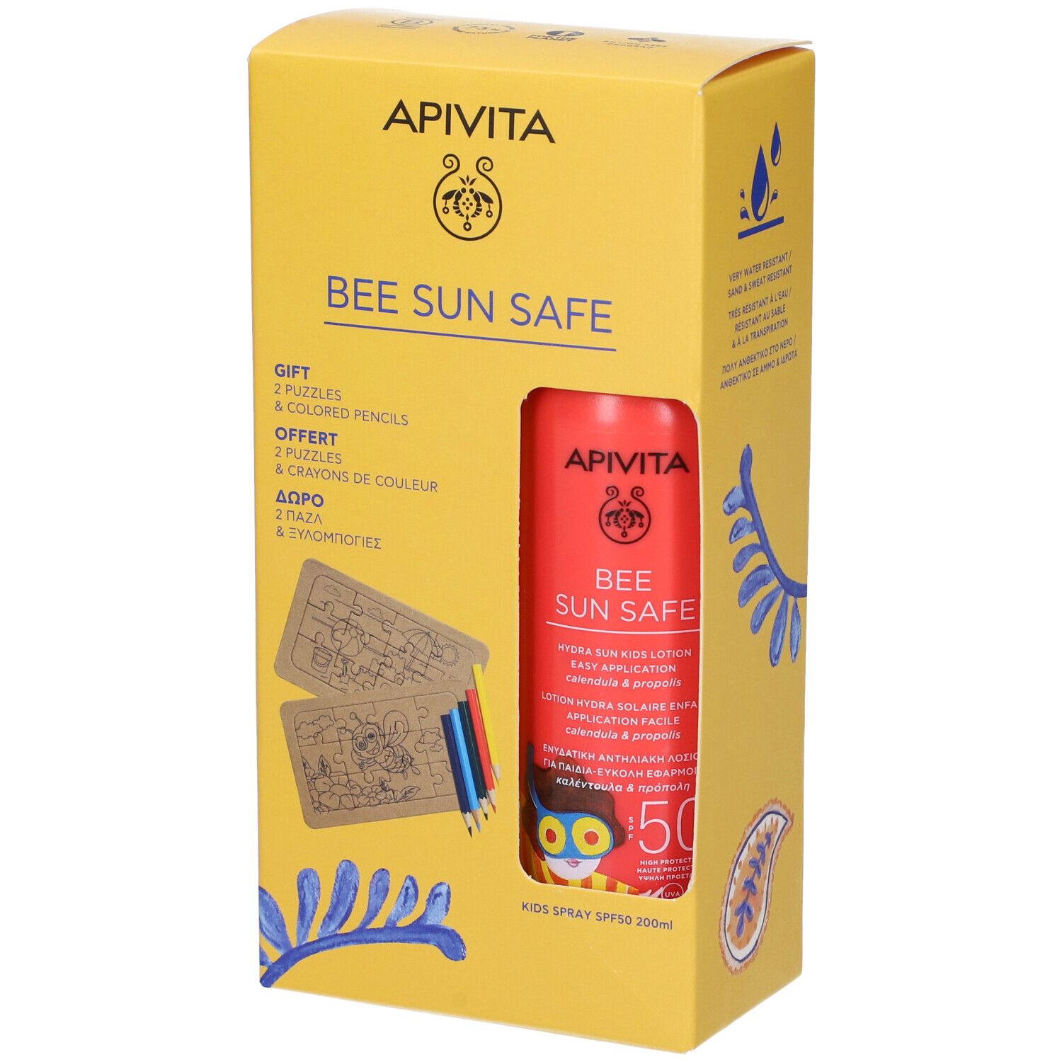 Apivita Bee Sun Safe Lozione Spray Hydra Sun Bambino SPF50 + Puzzle e Colori in Omaggio
