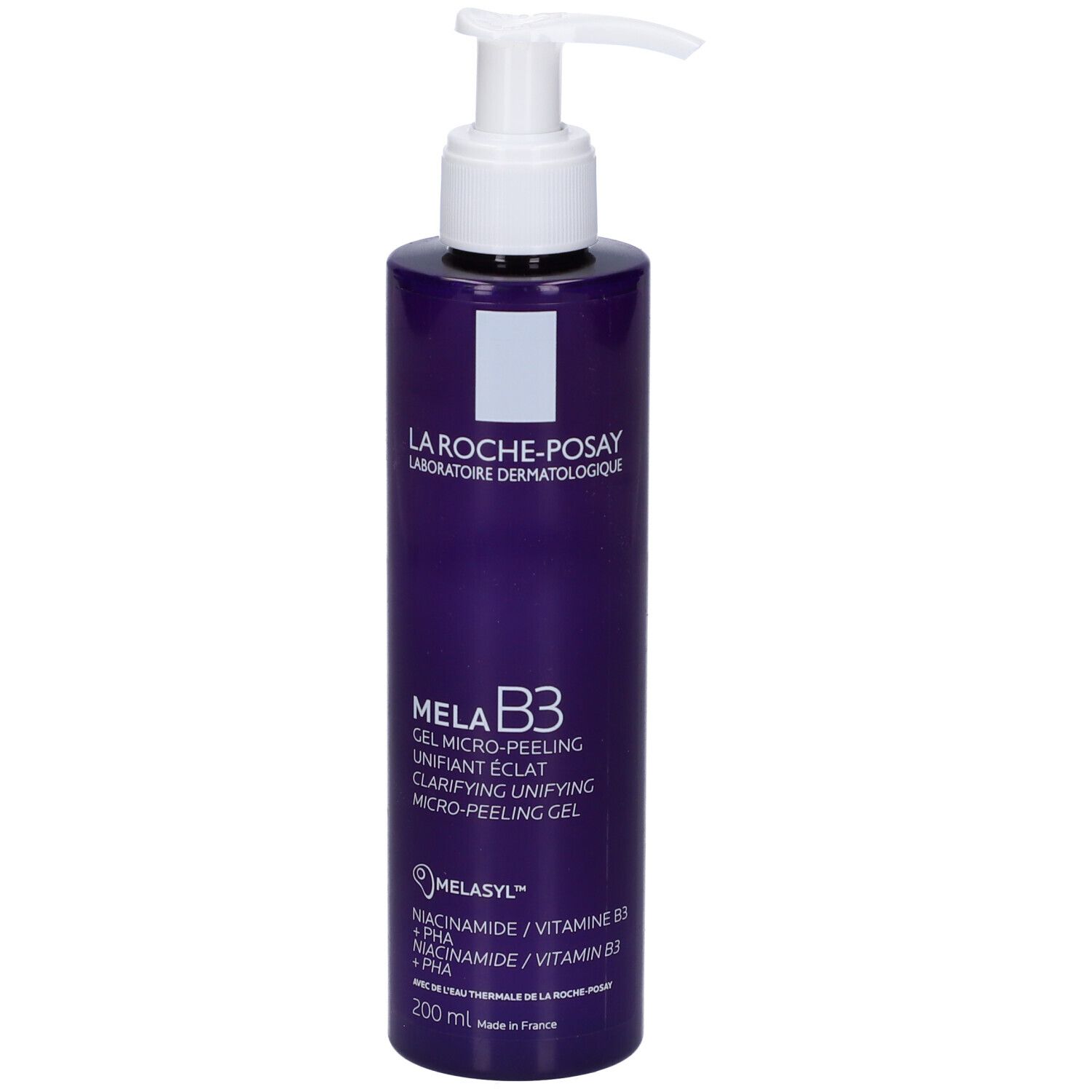 La Roche-Posay Mela B3 Gel. Flacone viola con dosatore. 200 ml.