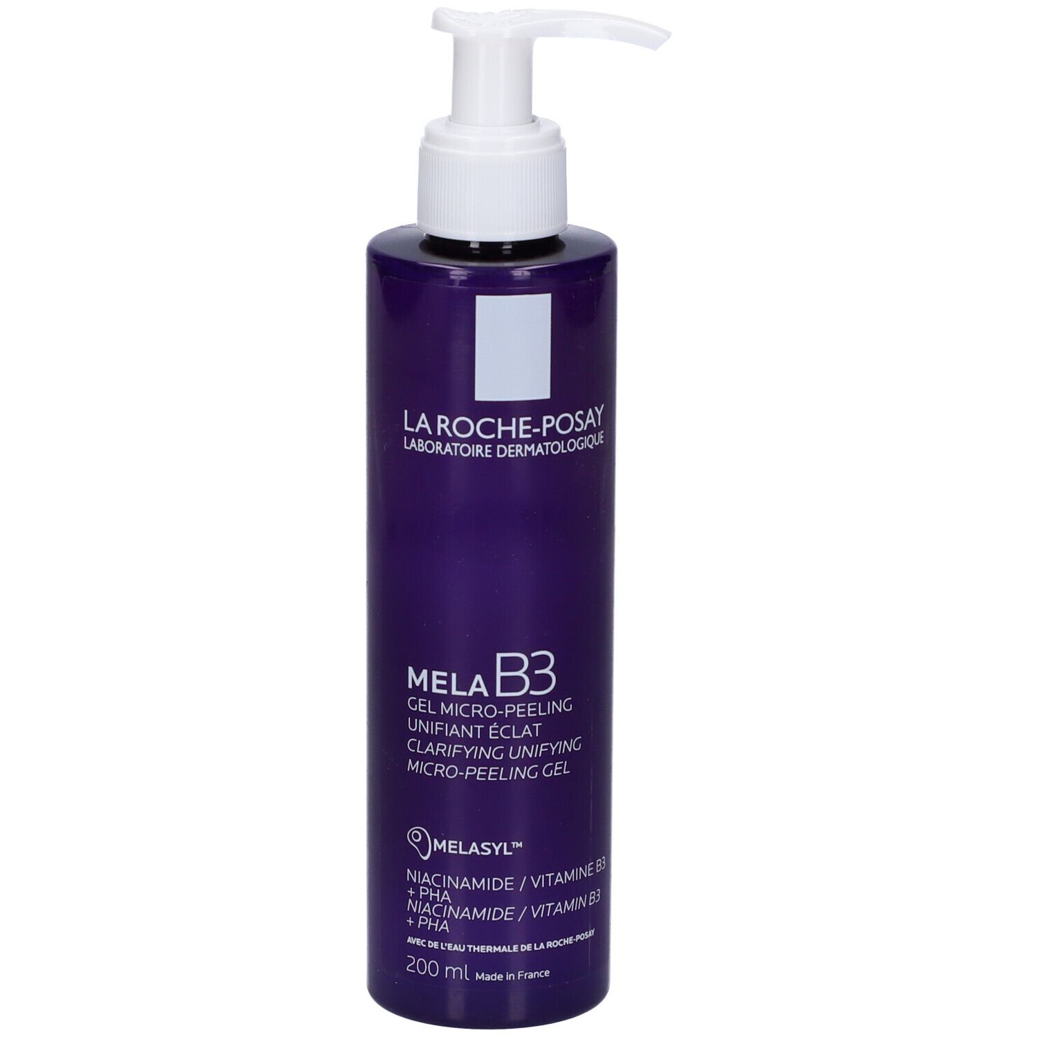 La Roche-Posay Mela B3 Gel. Flacone viola con dosatore. 200 ml.