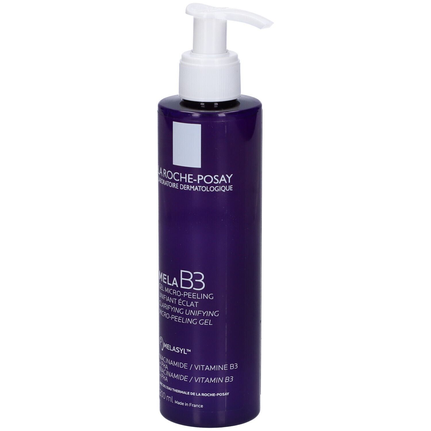 La Roche-Posay Mela B3 Gel. Flacone viola con dosatore. 200 ml.