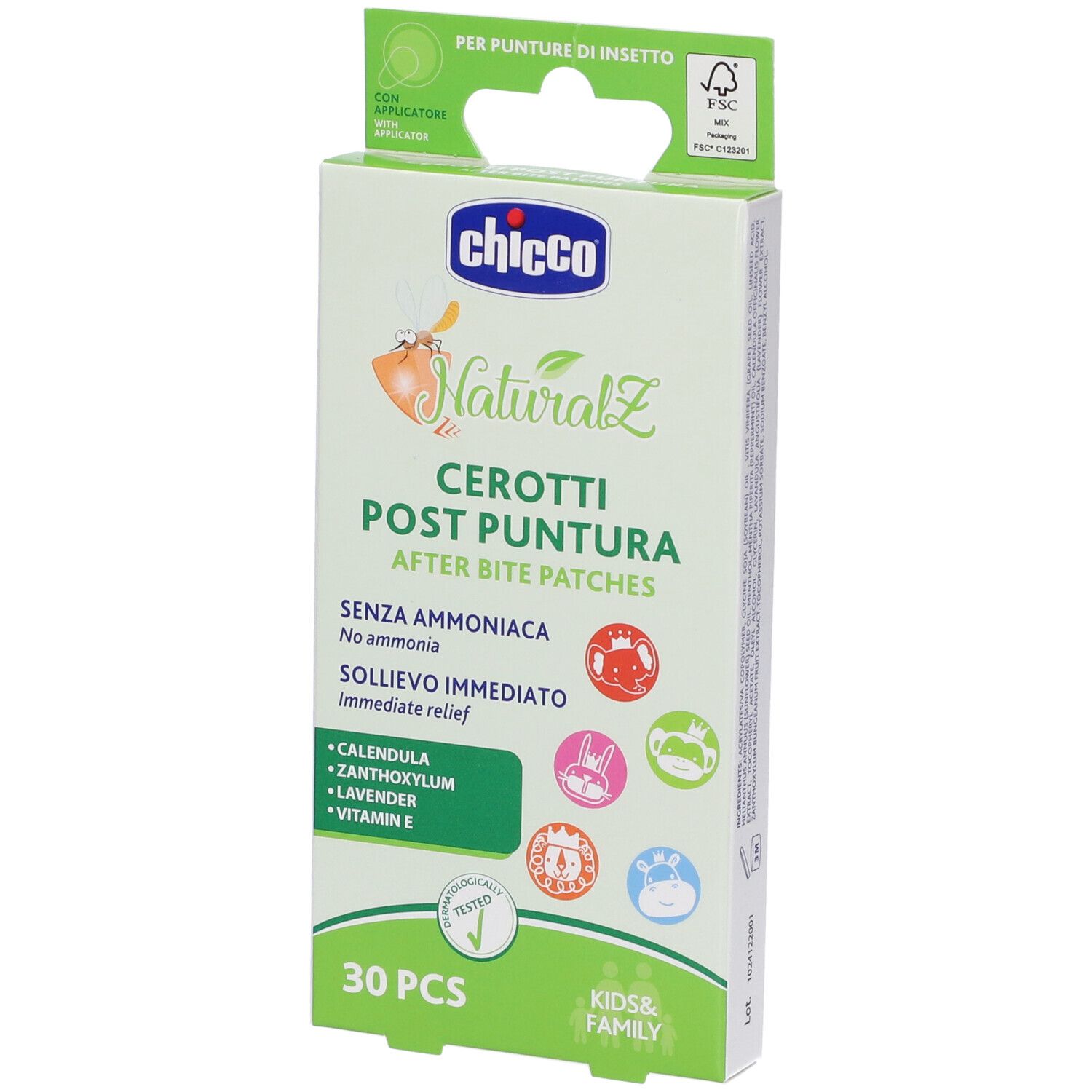 Chicco NaturalZ Cerotti Post Puntura, 30 pezzi.