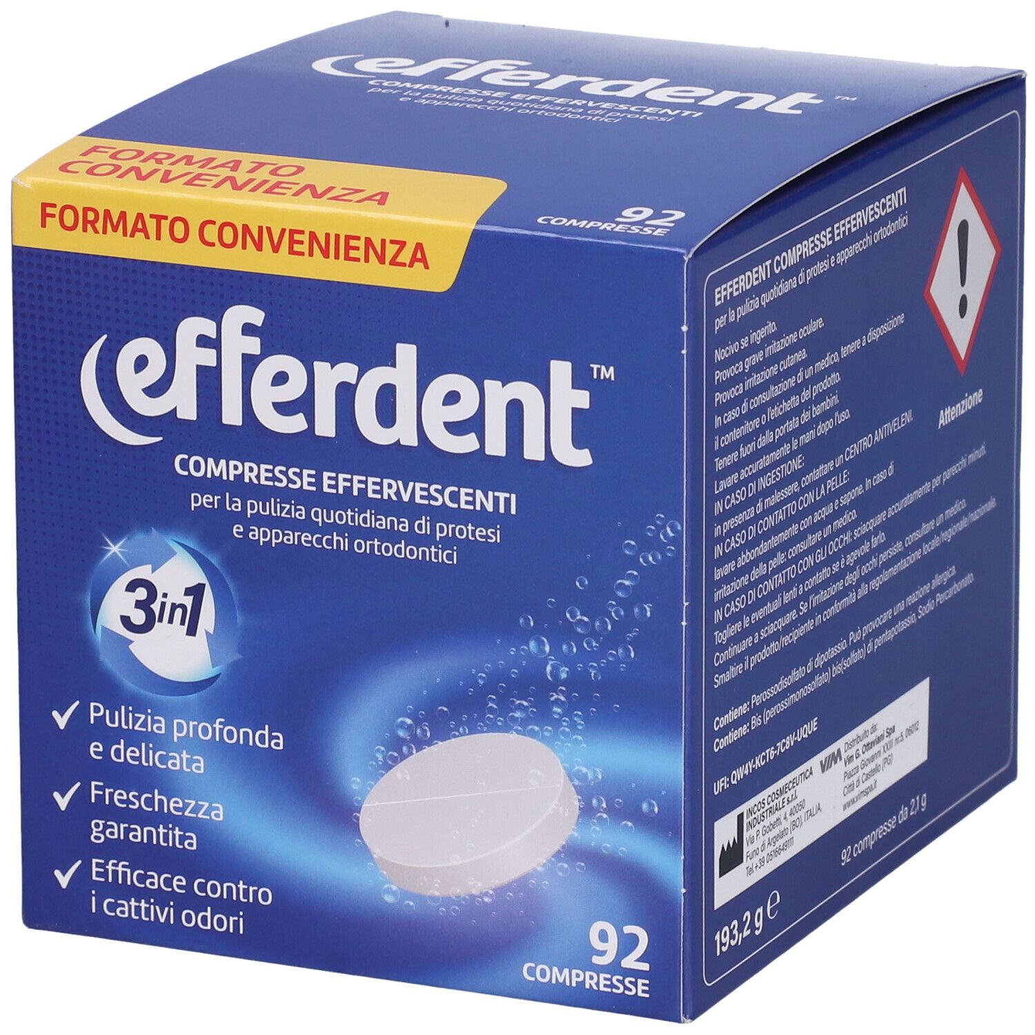 Efferdent Effervescenti 92Cpr 92x2,1 g Brausetabletten