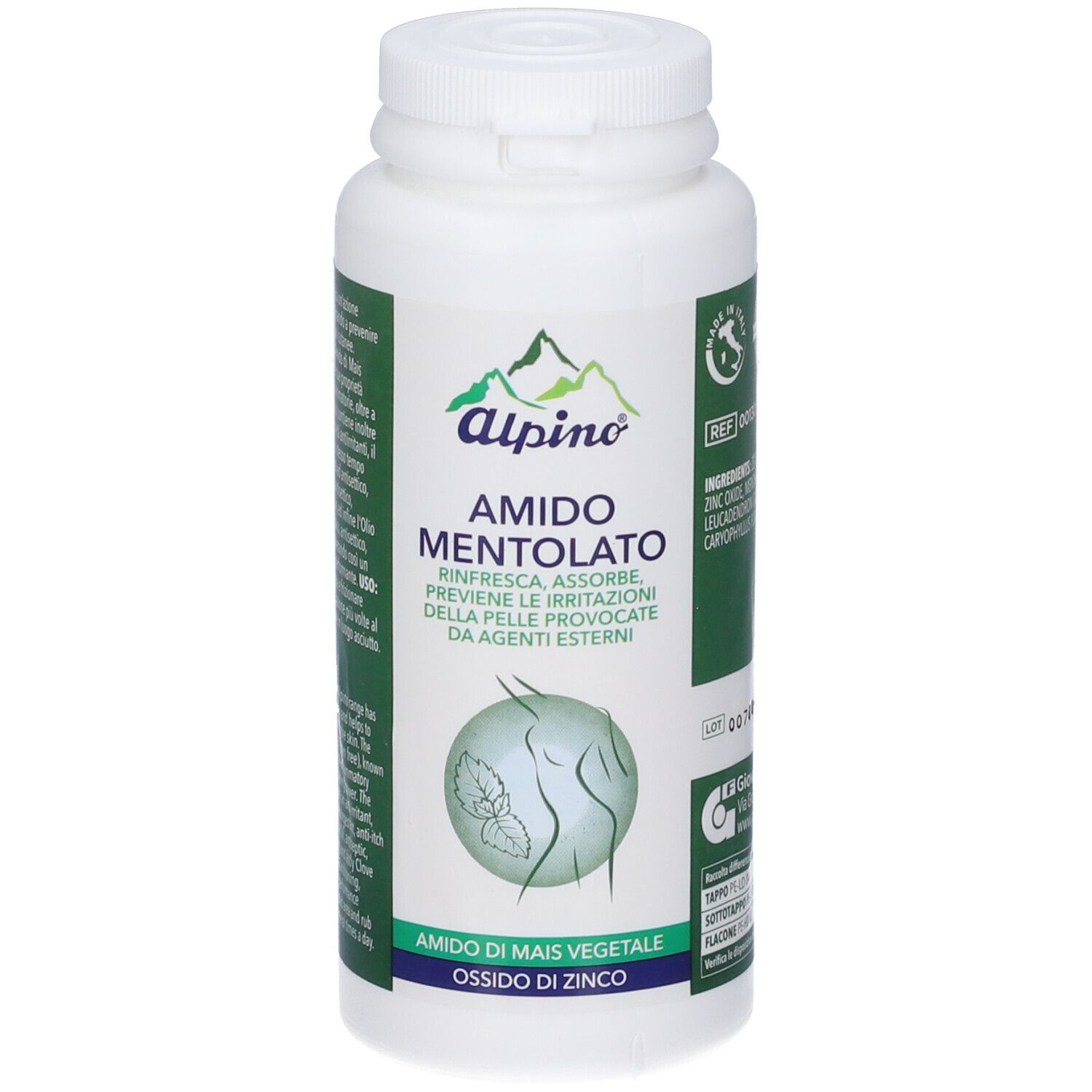 Alpino Amido Mentolato Dose mit Etikett.