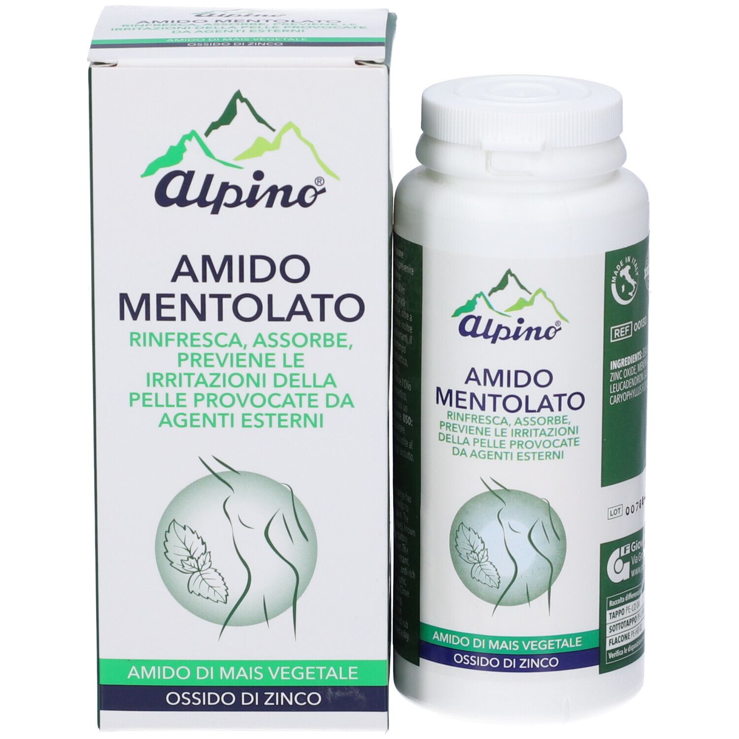 Alpino Amido Mentolato Dose und Verpackungsbox.