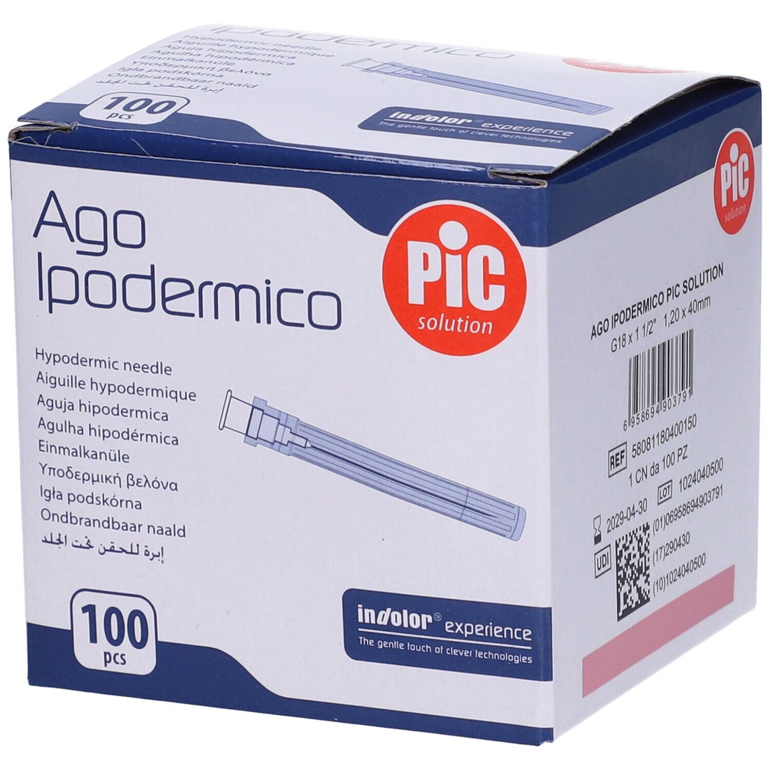 PIC AGO Ipodermico G18 1 1/2 100 St Kanüle