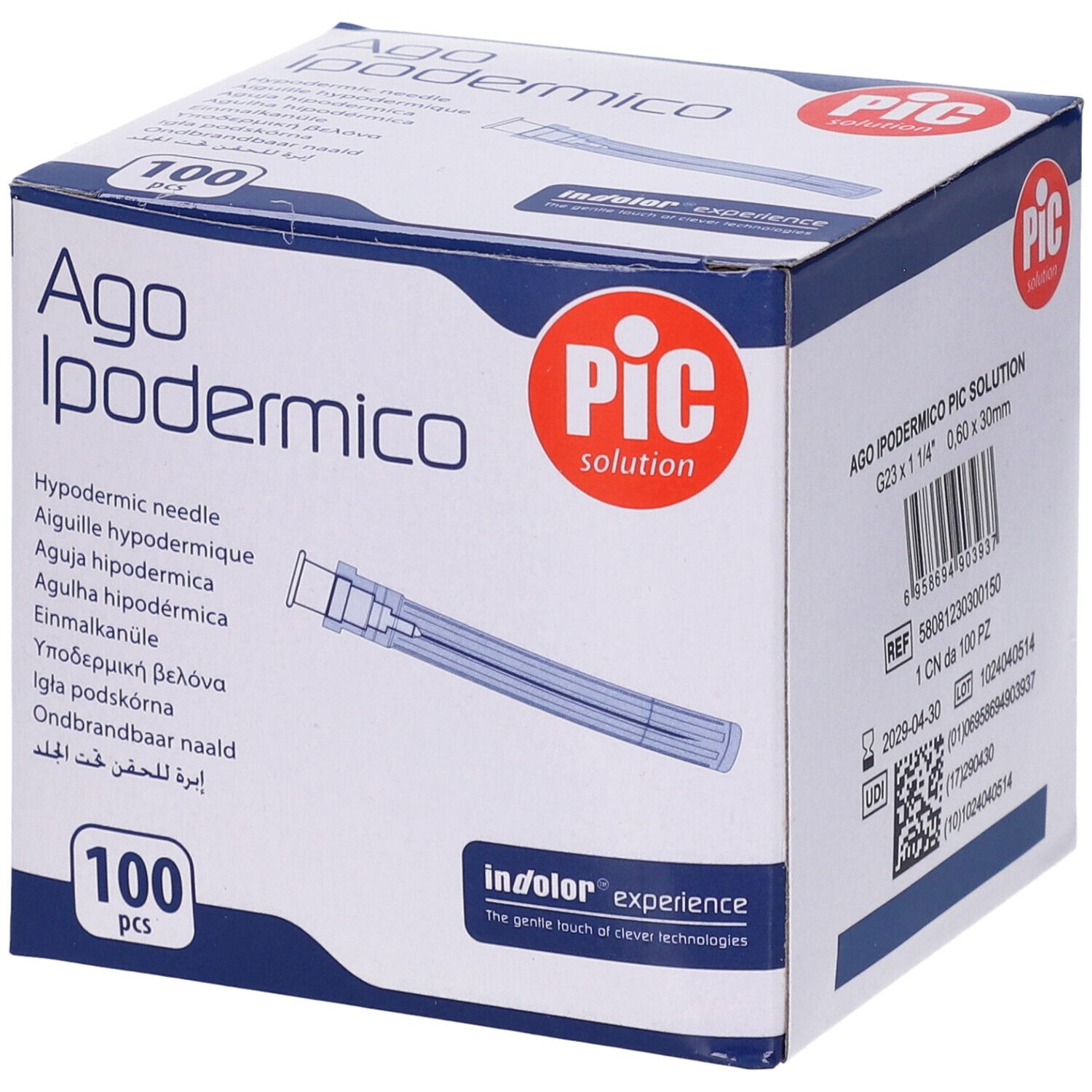 Ago Ipodermico Pic Gauge 23 1 1/4 100 Pezzi