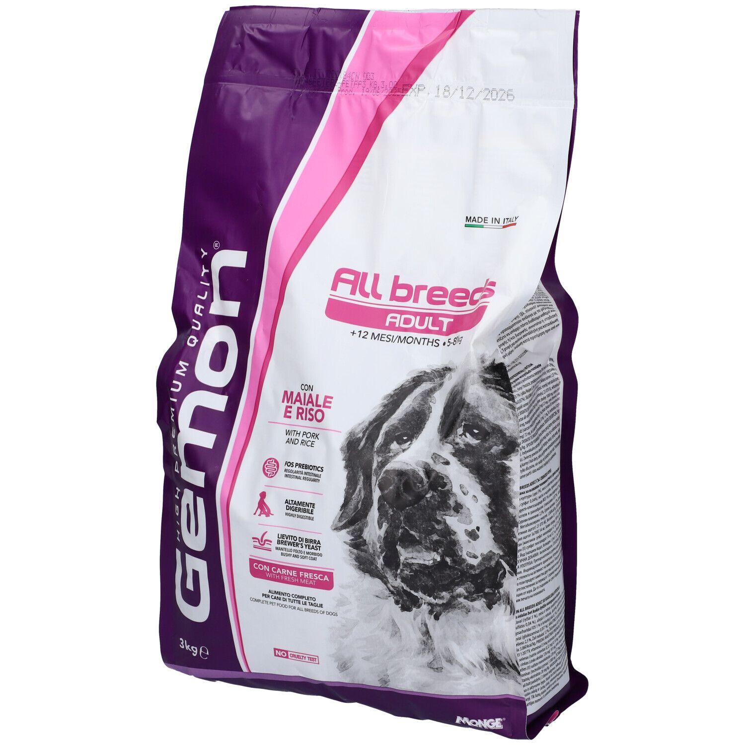 Gemon All Breeds Adult per Cani con Maiale e Riso 3 Kg