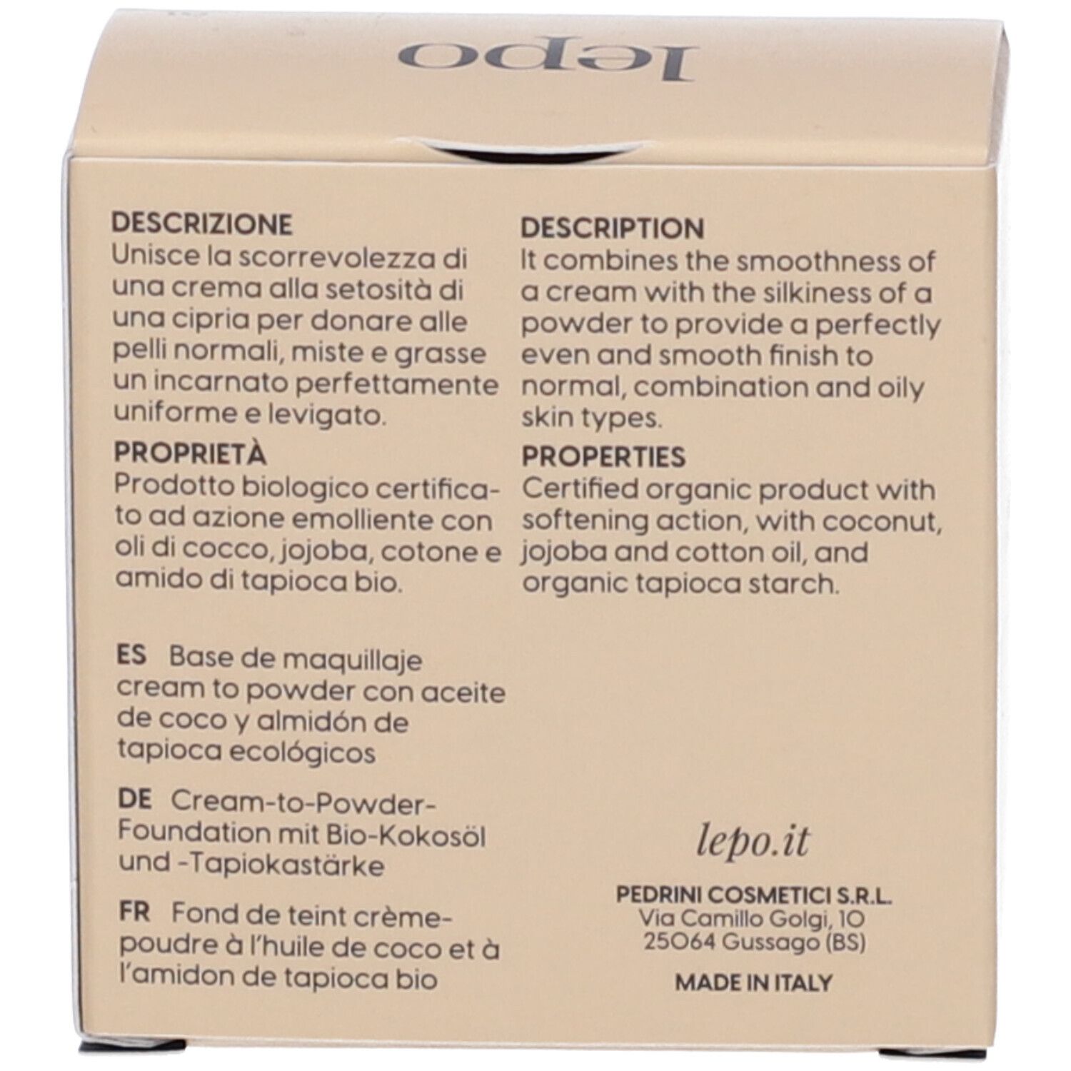 LEPO Biosense Foundation Fondotinta cream to powder NUANCE 01 SABBIA