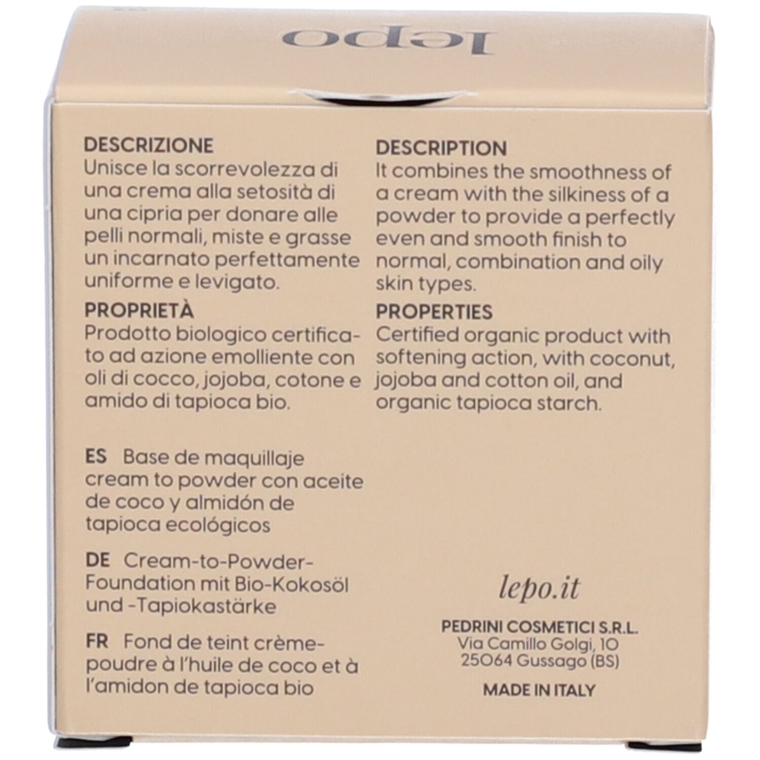 LEPO Biosense Foundation Fondotinta cream to powder NUANCE 03 NOCCIOLA