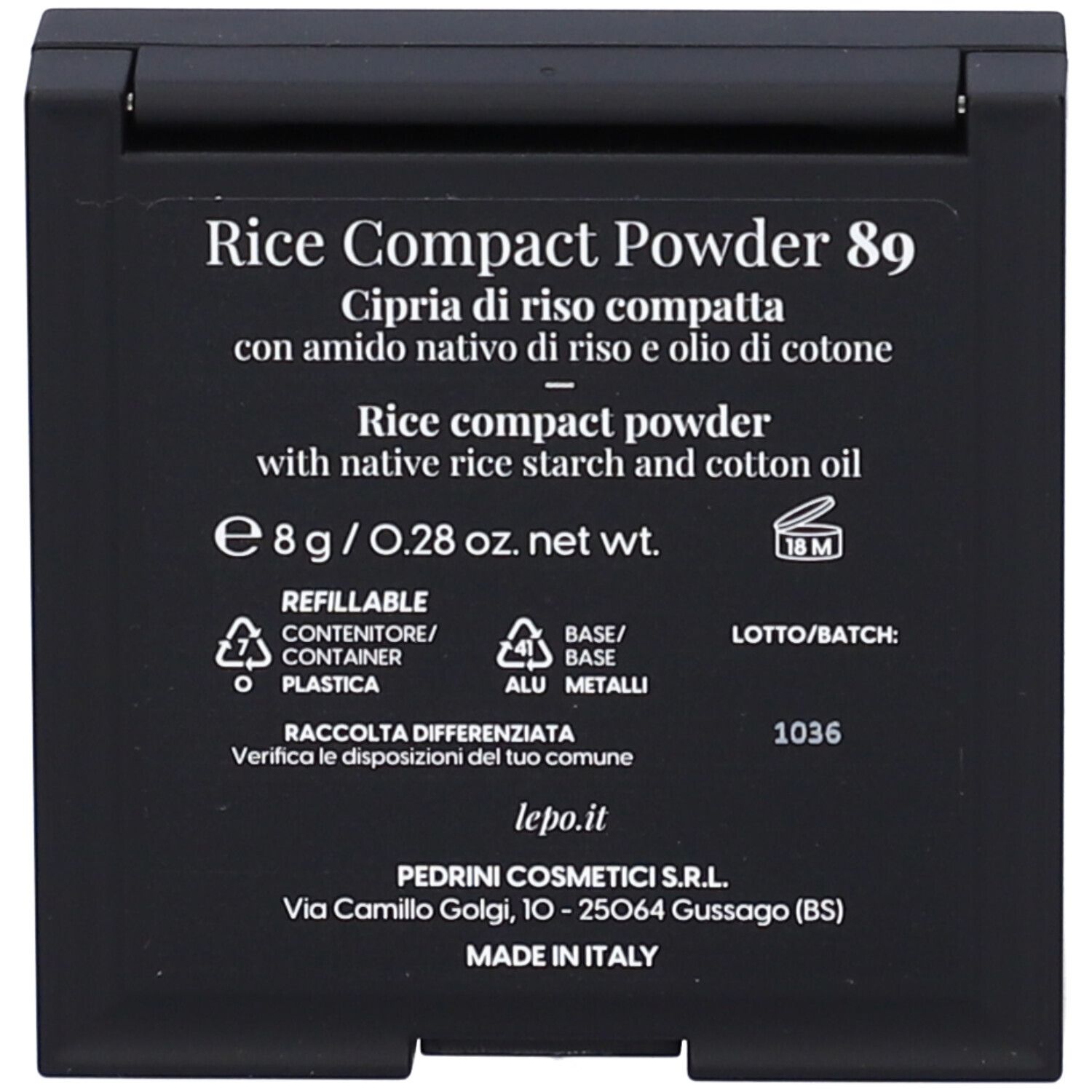 LEPO Rice Compact Powder Cipria di riso compatta NUANCE 89