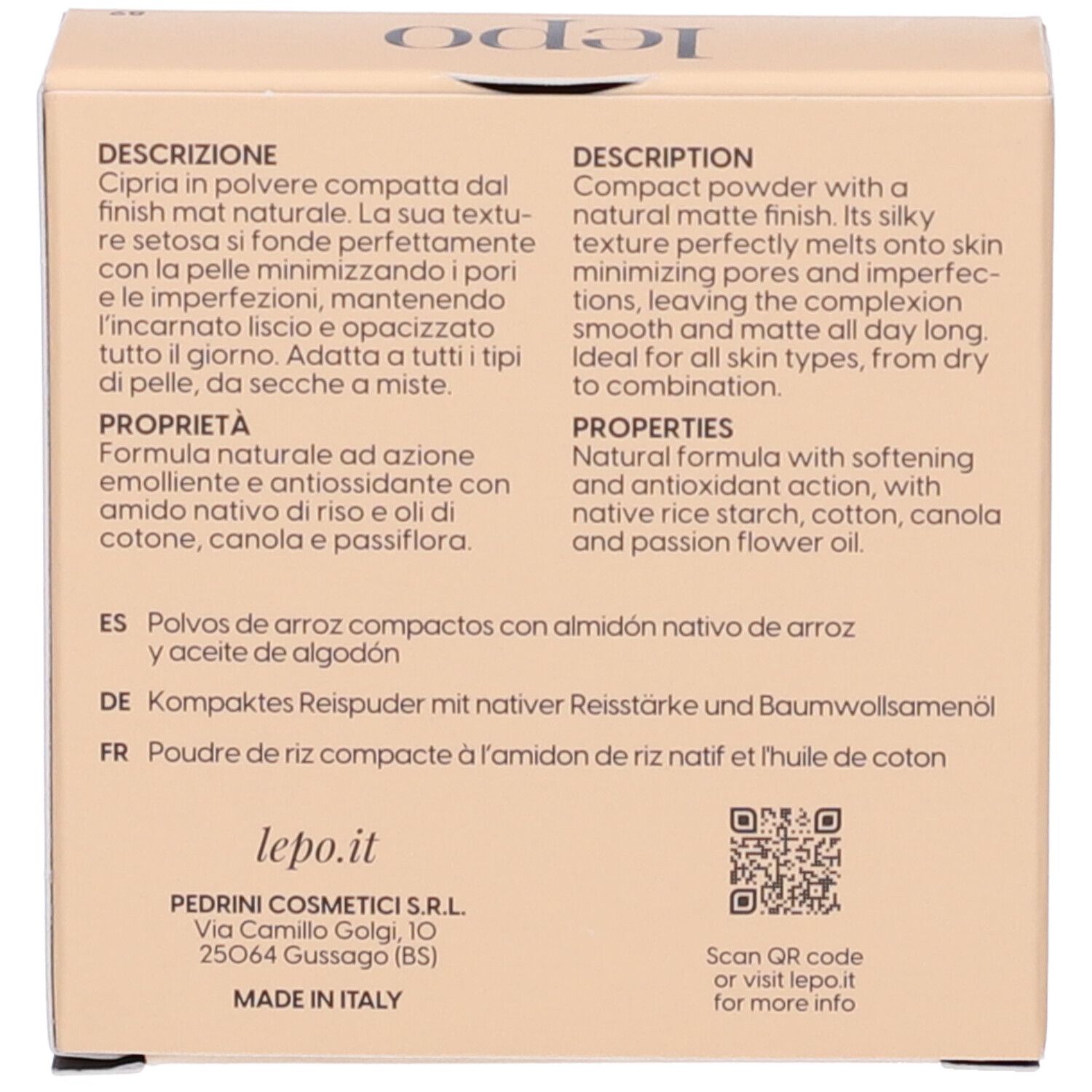 LEPO Rice Compact Powder Cipria di riso compatta NUANCE 89