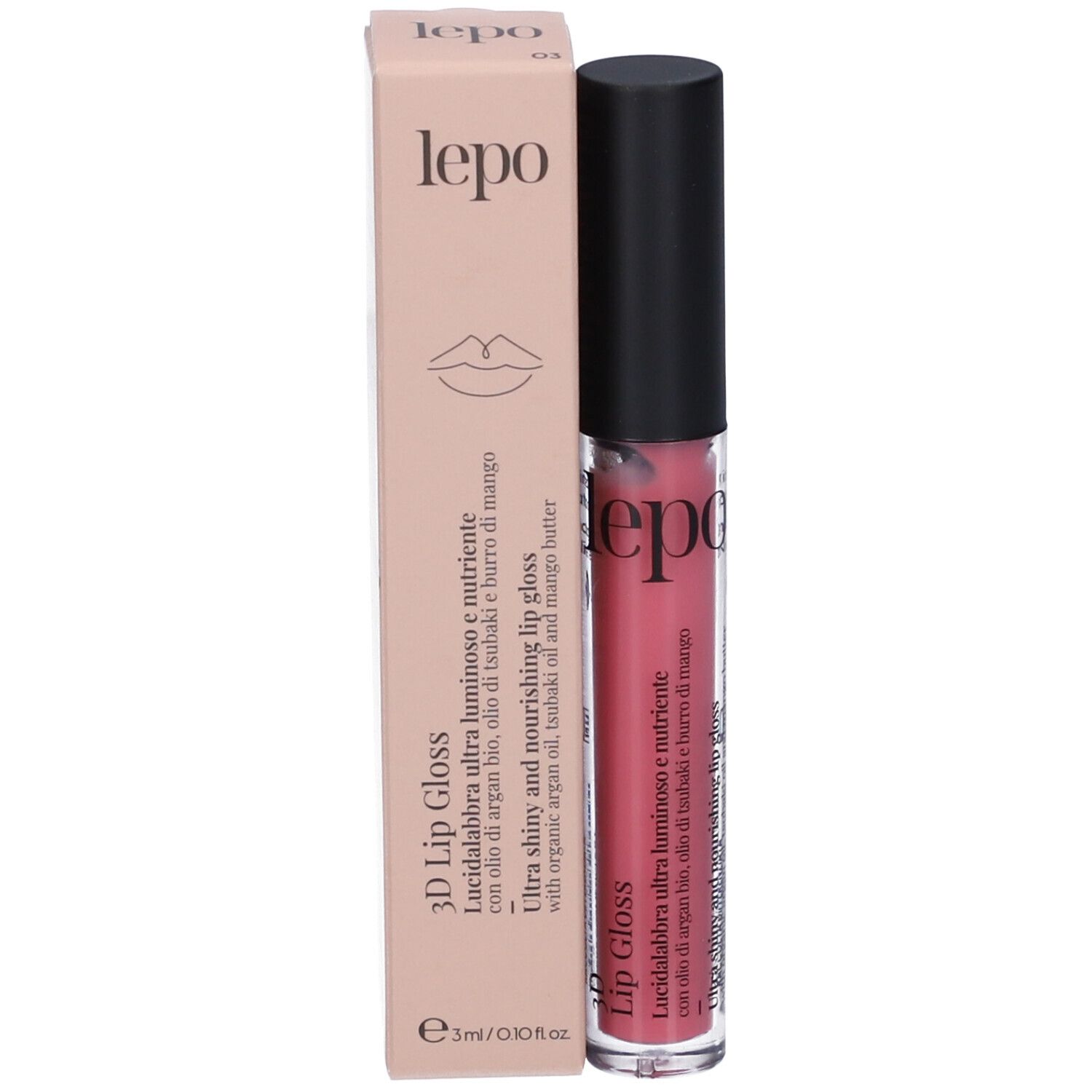 LEPO 3D Lip Gloss Lucidalabbra ultra luminoso e nutriente Tonalità 03 CIOCCOLATO ROSA