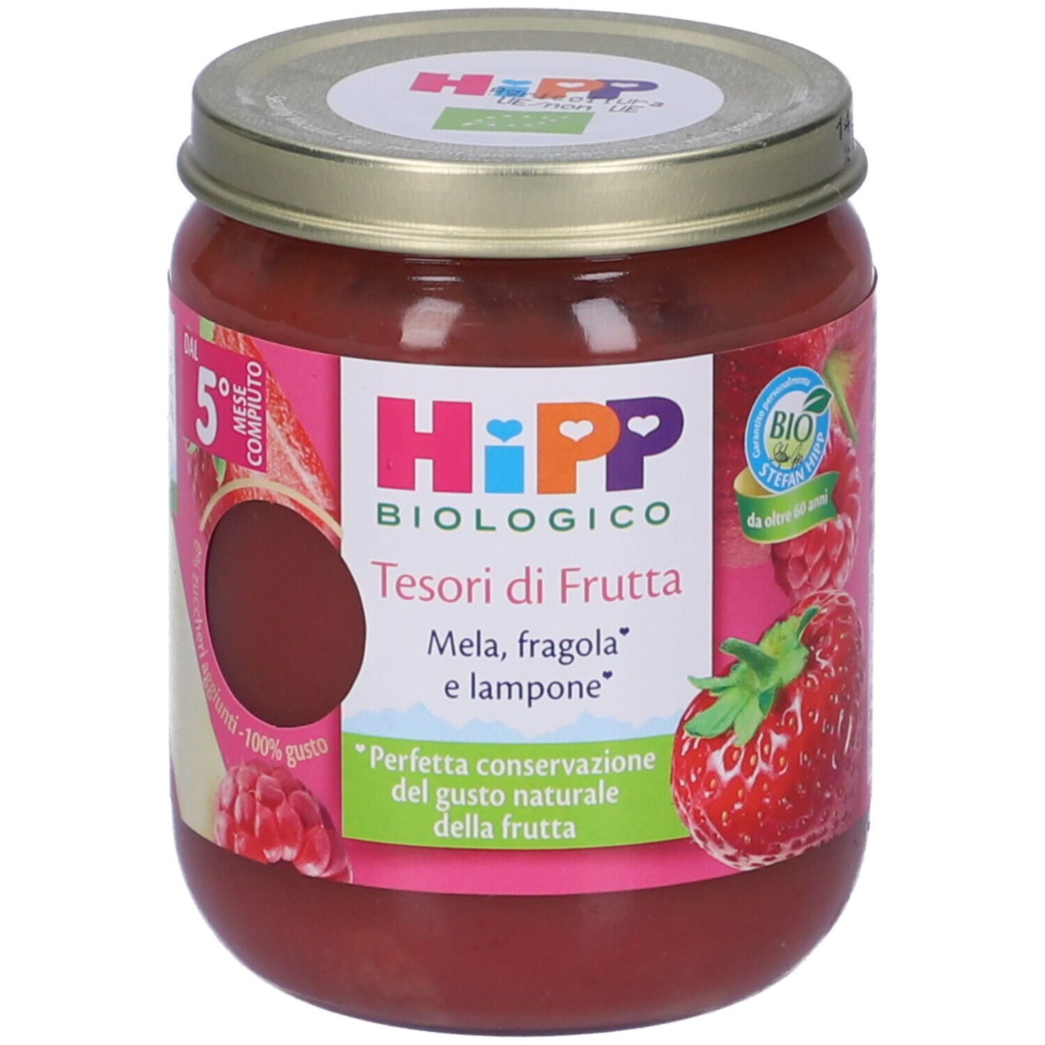 Hipp Biologico Tesori di Frutta Mela Fragola e Lampone Purea