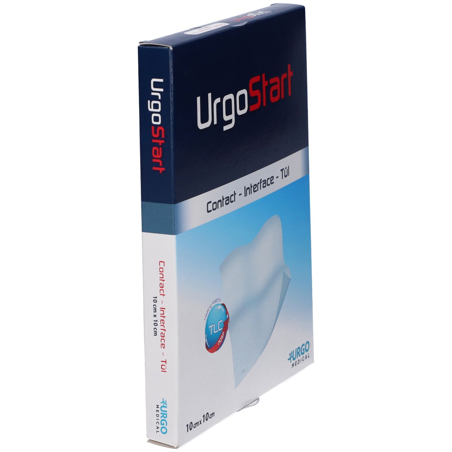 UrgoStart Contact Interface Verband, 10x10 cm, 3 Stück. TLC-NOSF Matrix.