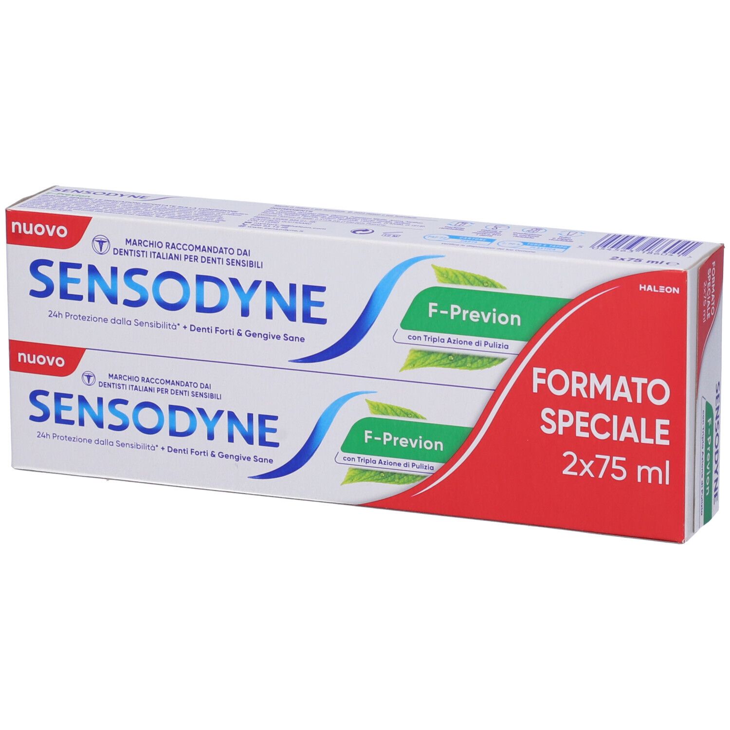 Zwei Tuben Sensodyne F-Previon Zahnpasta, je 75 ml.