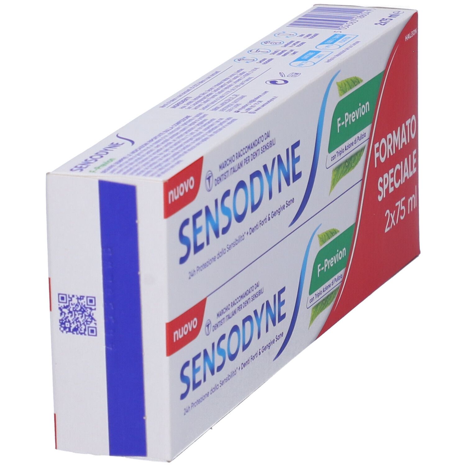 Zwei Packungen Sensodyne Zahnpasta, jede 75 ml.