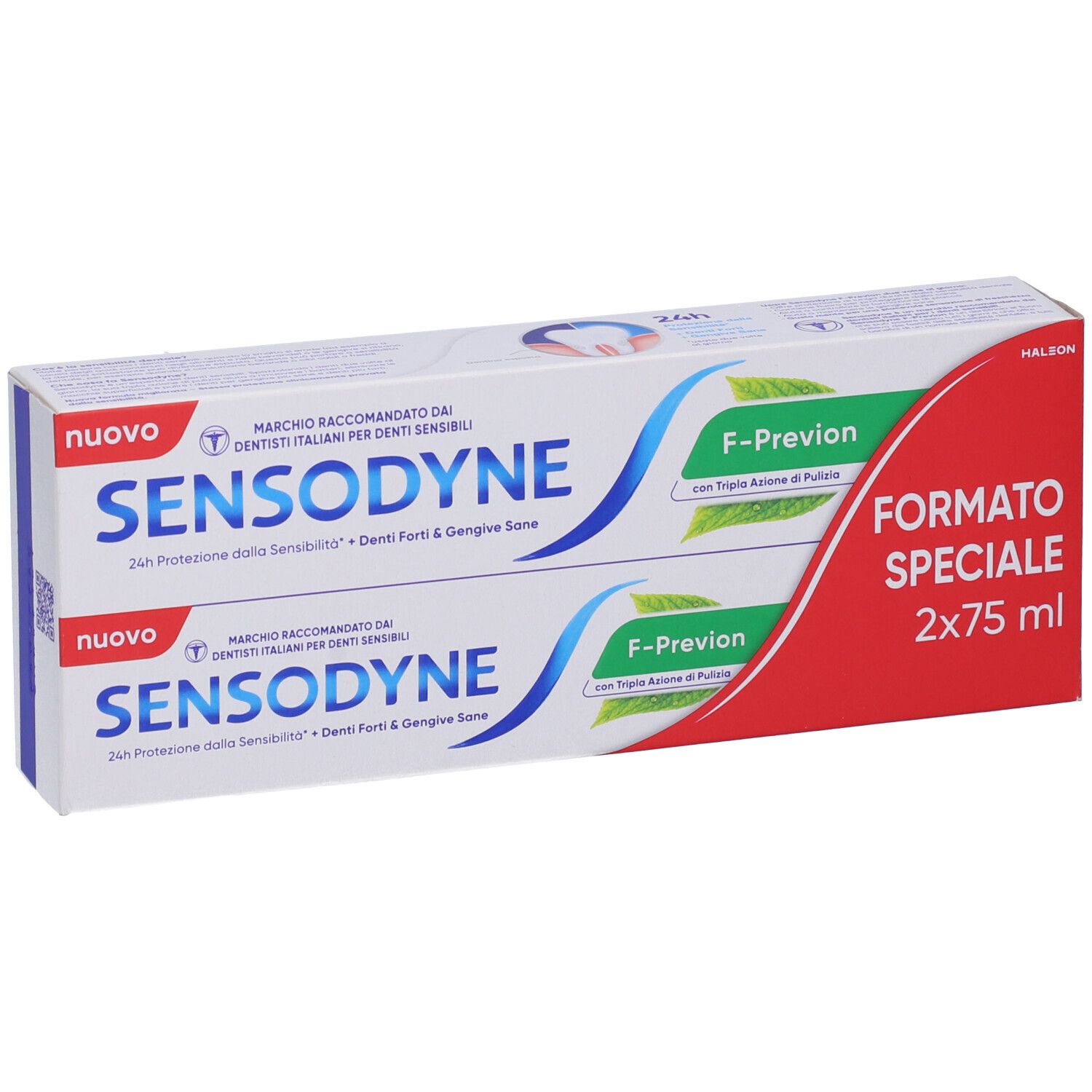 Zwei Tuben Sensodyne Zahnpasta im Doppelpack, 2x75 ml.