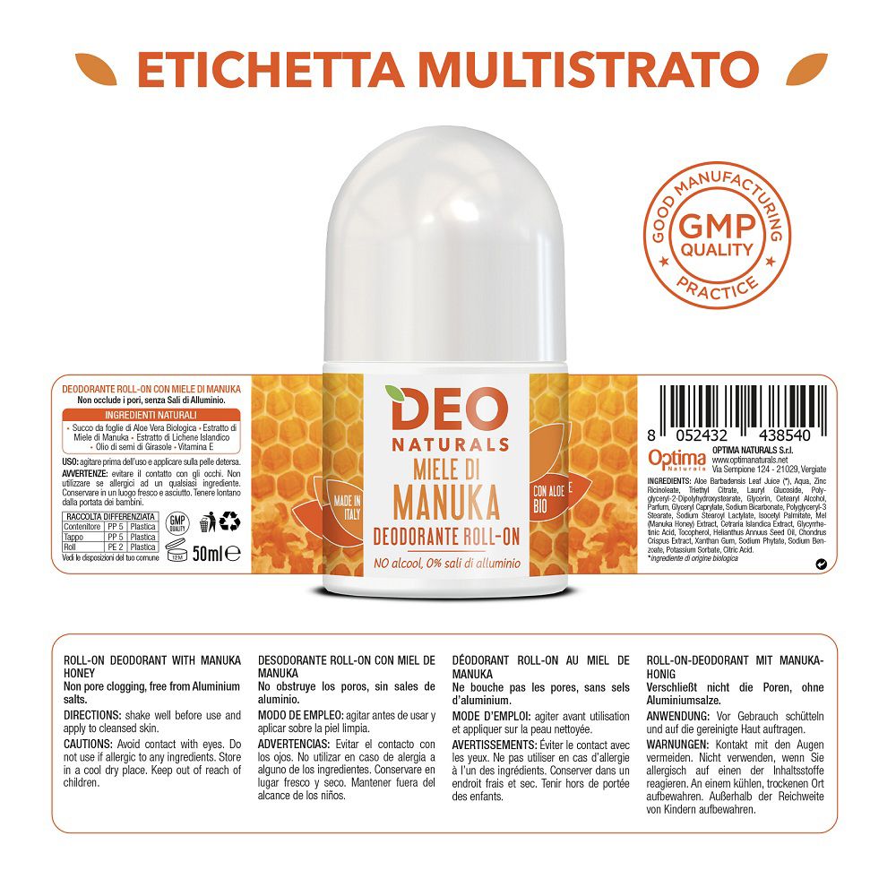 Deo Naturals Roll-on Deodorants: Manuka, Aloe Vera, Vitamin E, Tea Tree, Rosa.
