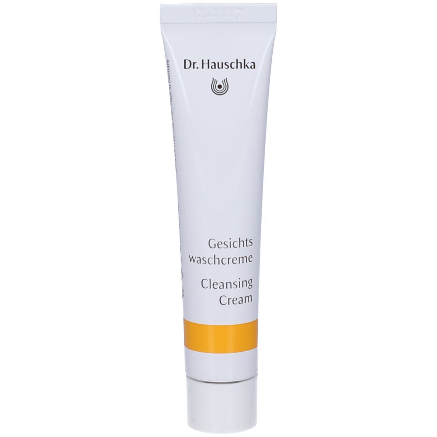 Weiße Tube mit Dr. Hauschka Logo und Aufschrift 'Gesichts waschcreme'.