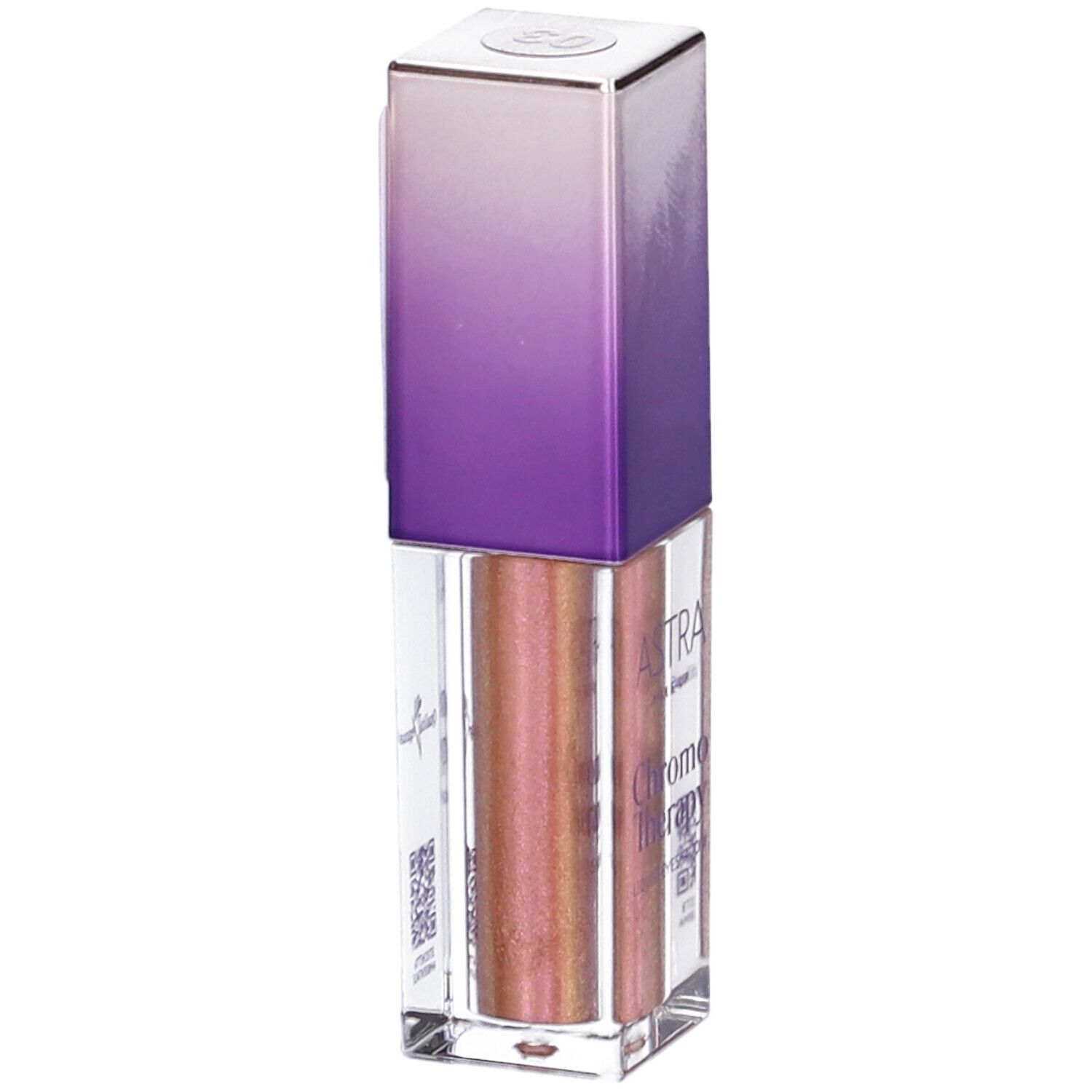 Ombretto liquido. ASTRA Make-Up Chromo Therapy. Tonalità 03. Flacone trasparente, tappo viola.