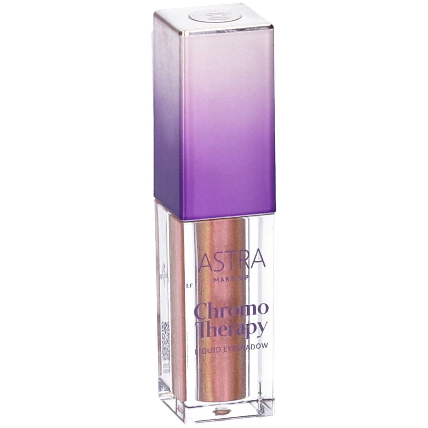 Ombretto liquido. ASTRA Make-Up Chromo Therapy. Tonalità 03. Flacone trasparente, tappo viola.