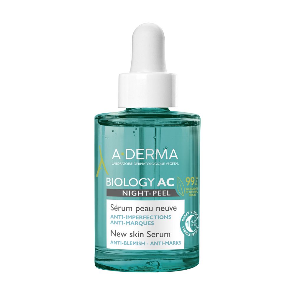 A-Derma Biology AC Night Peel Siero pelle nuova 30ml - Pelle grassa a tendenza acneica, anti-imperfezioni